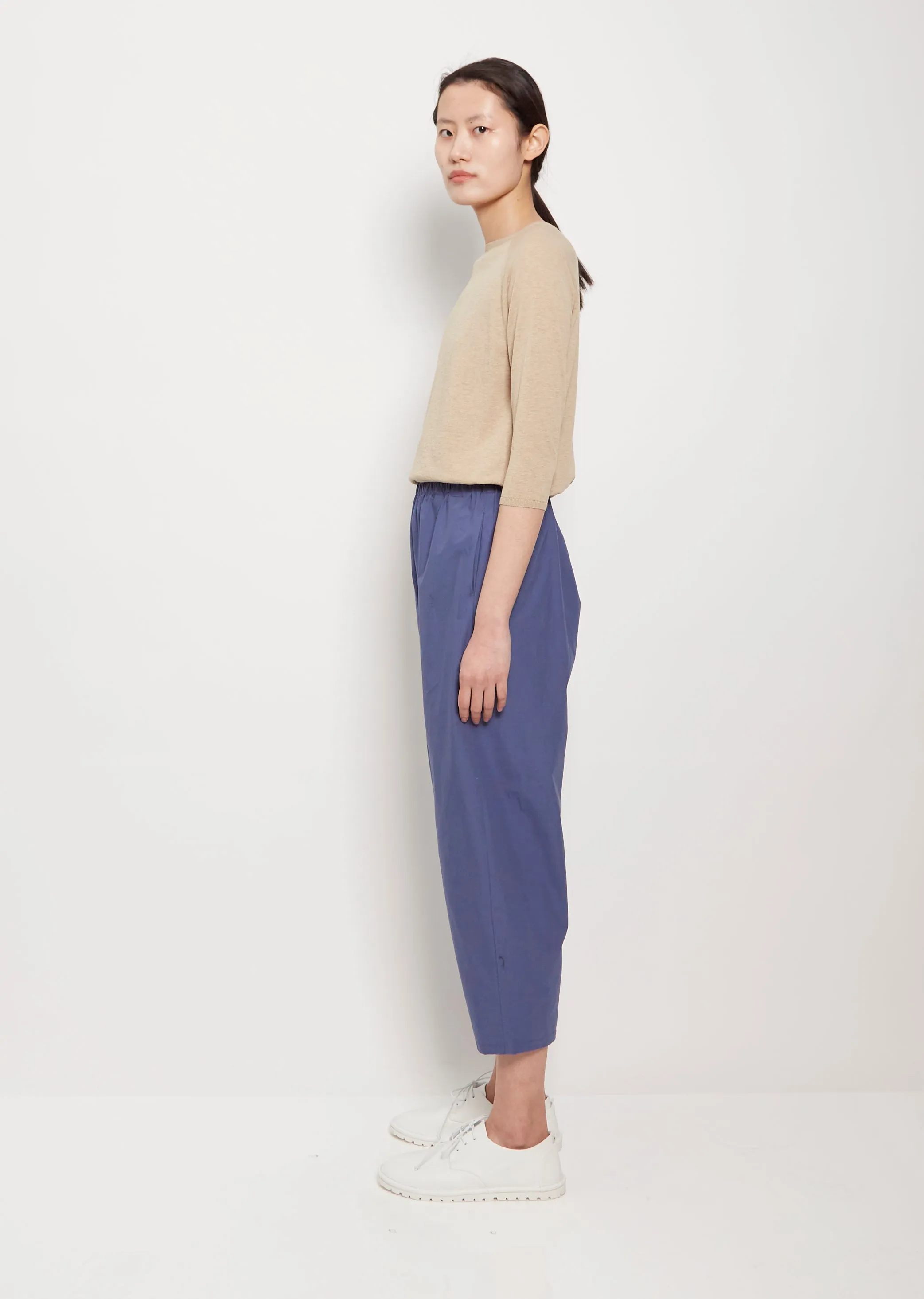 Cropped Cotton Balloon Trousers — Sugar Blue