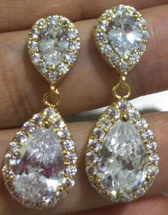 Cubic Zirconia Crystal  Water Drop Dangle Party Earrings