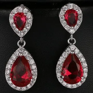 Cubic Zirconia Crystal  Water Drop Dangle Party Earrings