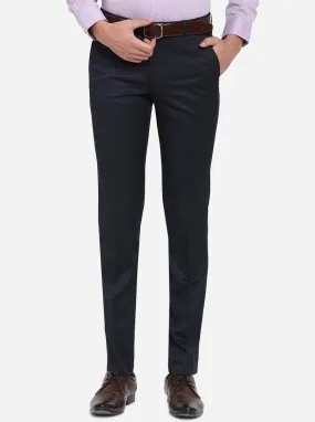 Dark Blue Solid Slim Fit Formal Trouser | Greenfibre