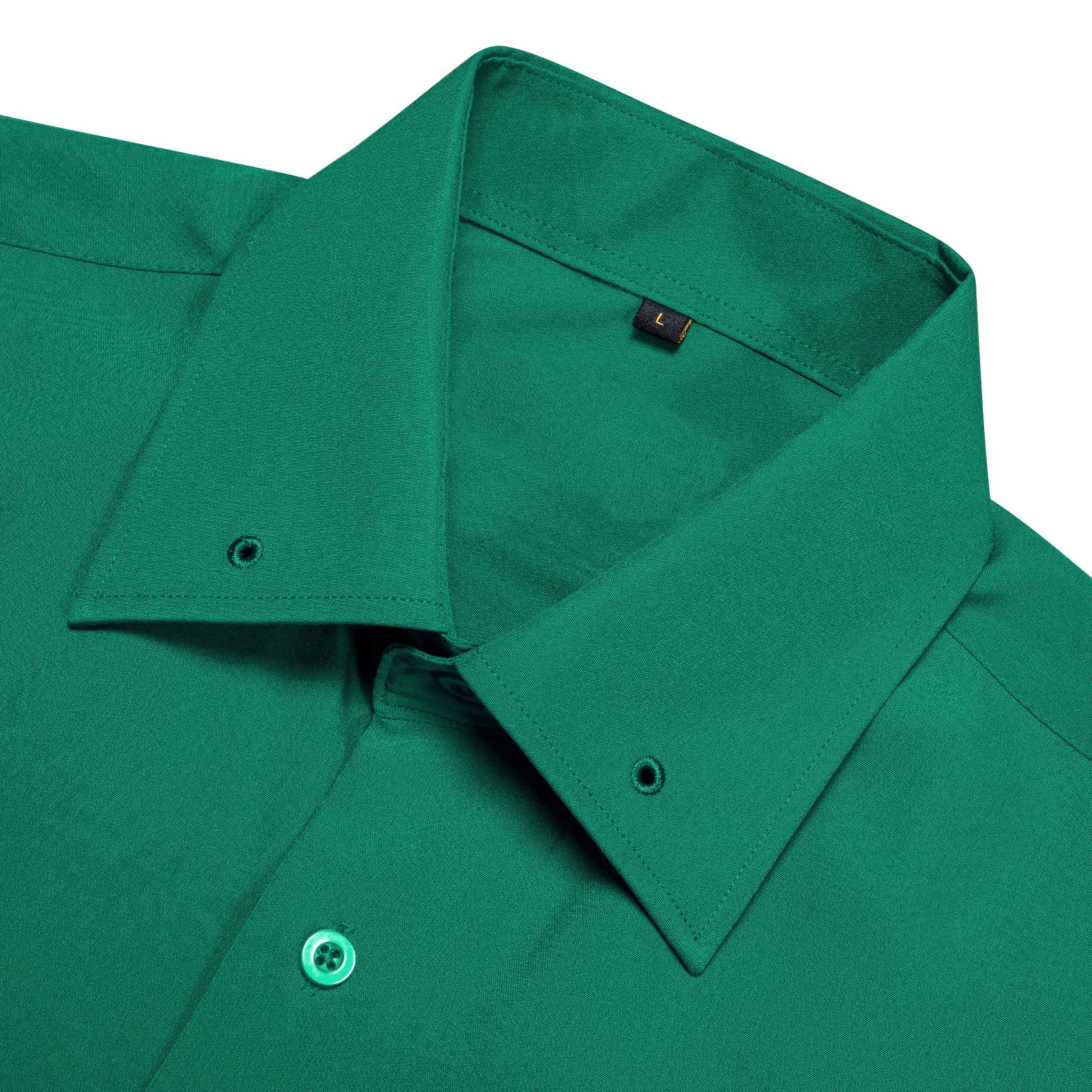 Dark Green Solid Woven Men's Long Sleeve Shirt