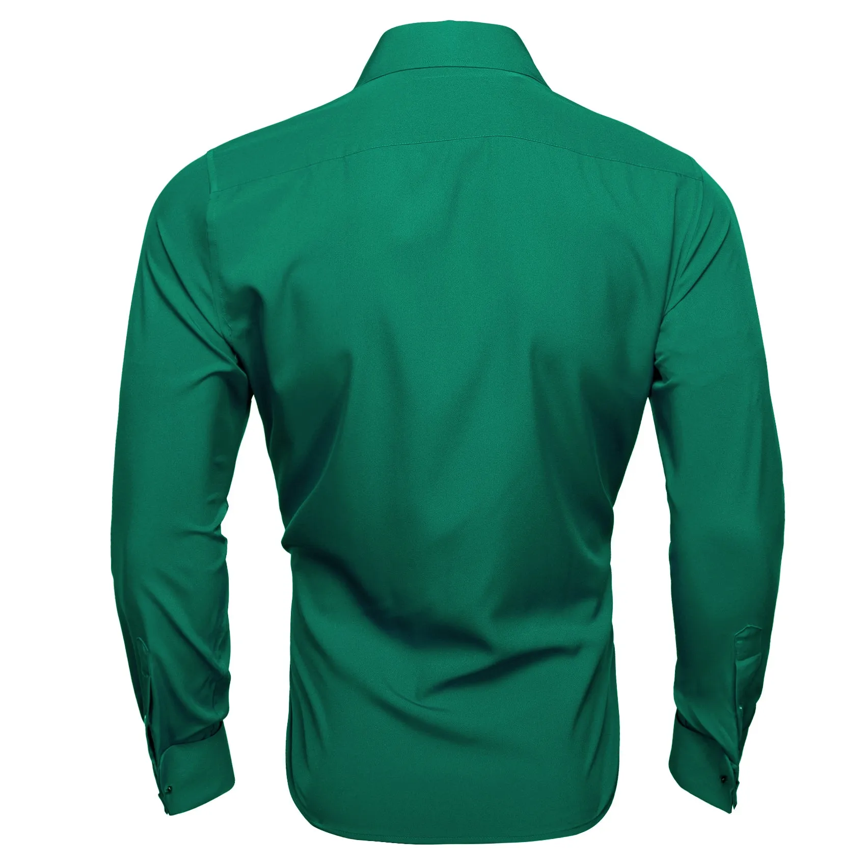 Dark Green Solid Woven Men's Long Sleeve Shirt