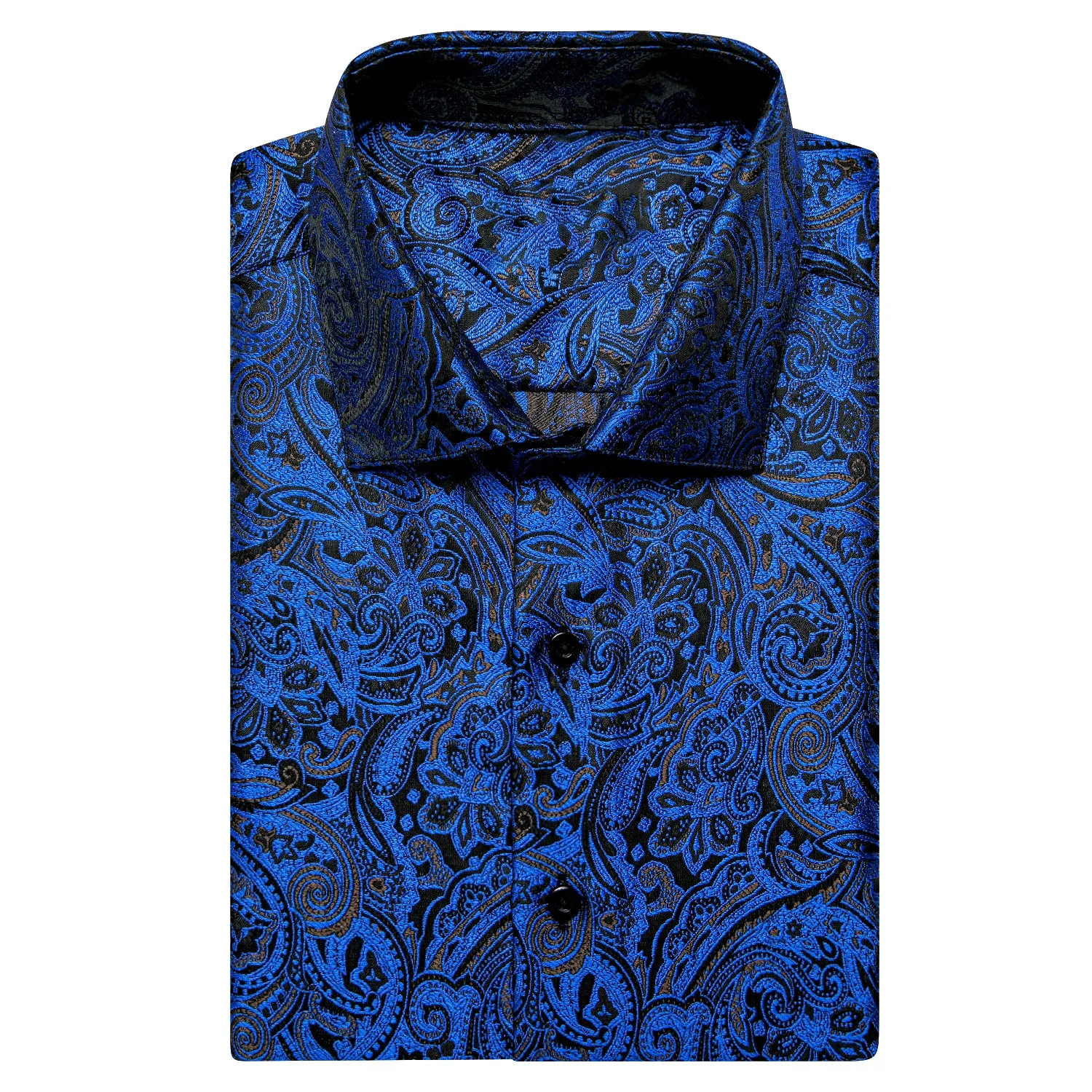 Deep Blue Paisley Silk Men's Short Sleeve Shirt