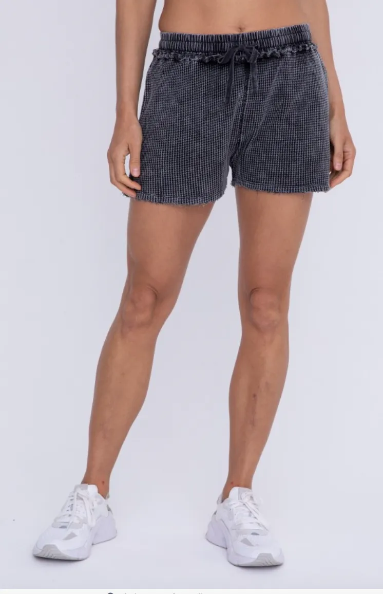 Distressed Mineral Wash Shorts by Mono B