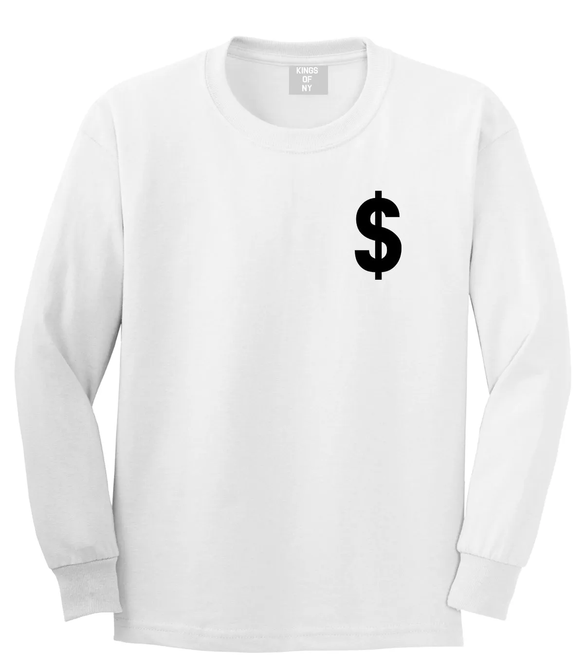 Dollar Sign Simple Chest Mens Long Sleeve T-Shirt