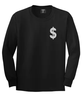 Dollar Sign Simple Chest Mens Long Sleeve T-Shirt