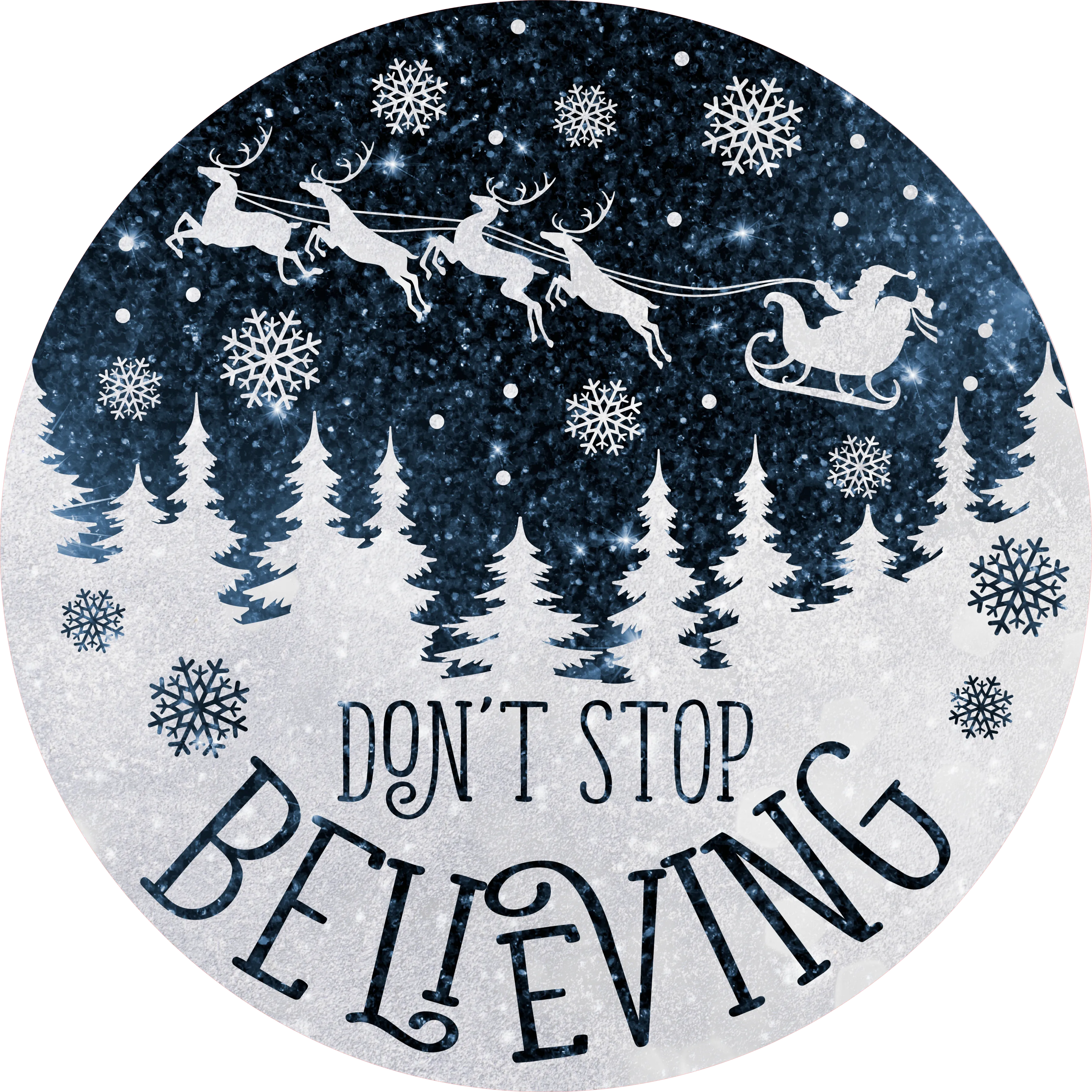 Don't Stop Believing Sign, Holiday Sign Christmas Sign, Wreath Sign, Wreath Center