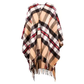 Edinburgh Lambswool Long Tartan Cape  Exploded Thomson Camel