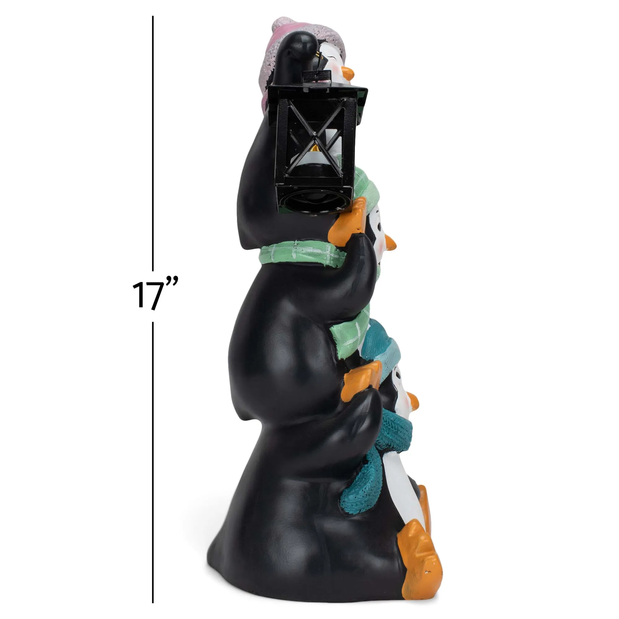 Elanze Designs Penguin Pile Up 17 inch Resin LED Christmas Door Greeter Figurine