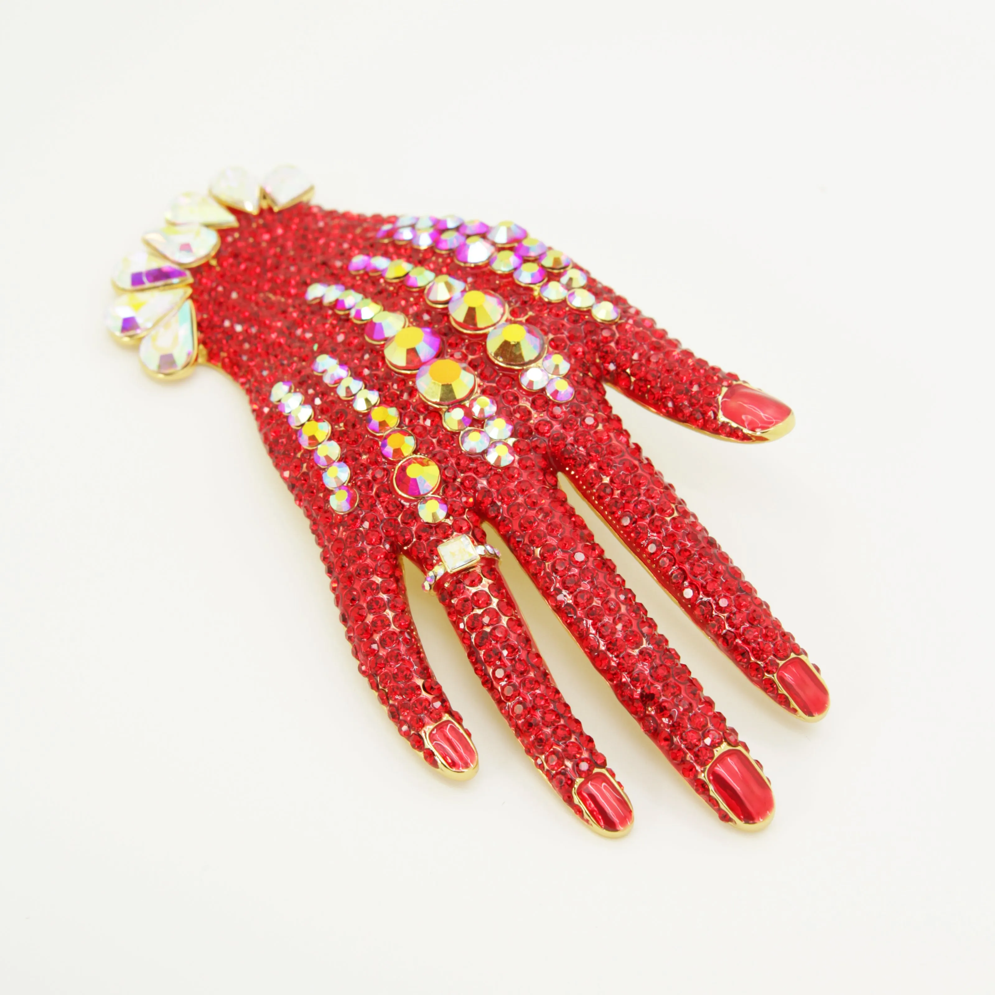 Elegant Crystal Hand Brooch