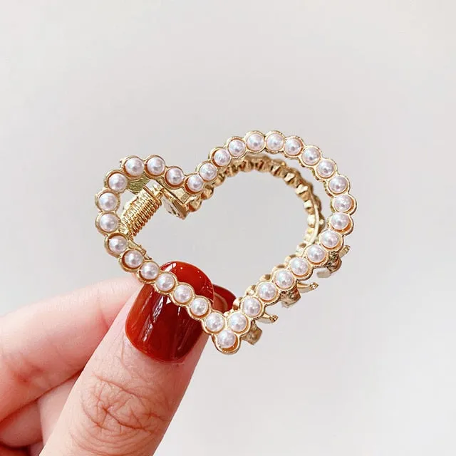 Elegant Pearls Rhinestone Geometric Hair Claws