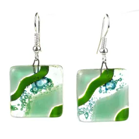 Emerald Isle Fused Glass Earrings Tili Glass