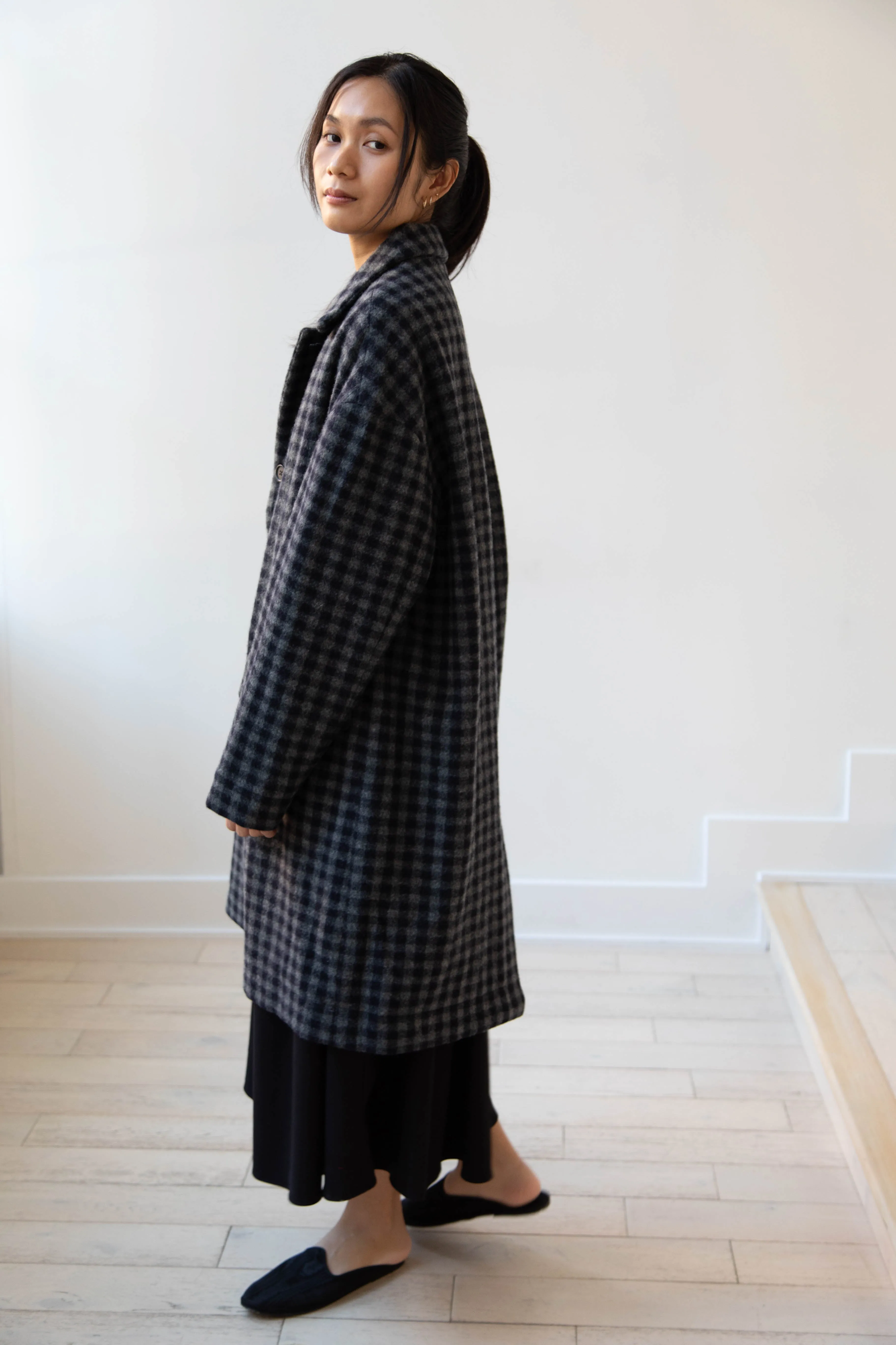 Evan Kinori | Big Coat in Brushed Cashmere Wool Check