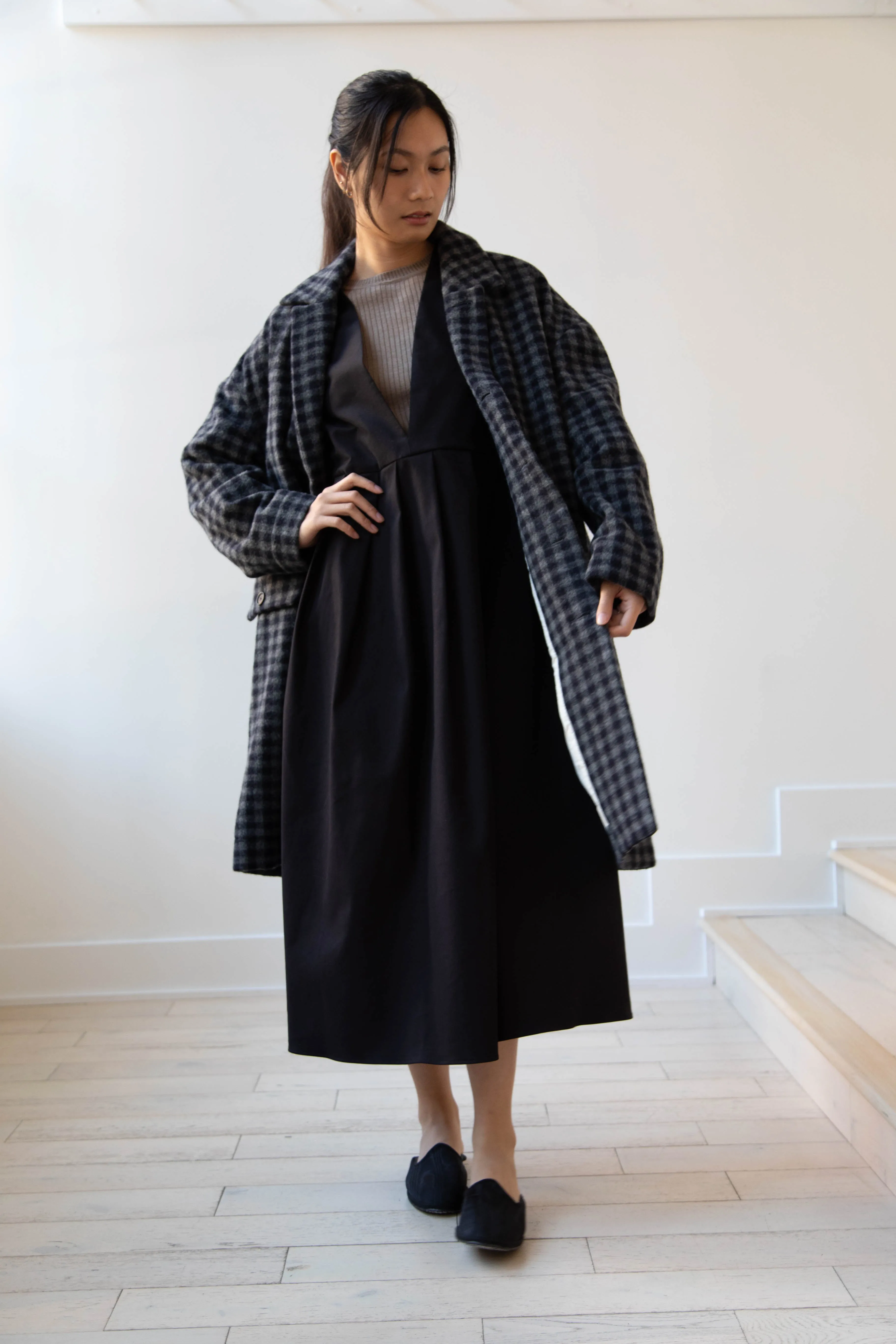 Evan Kinori | Big Coat in Brushed Cashmere Wool Check