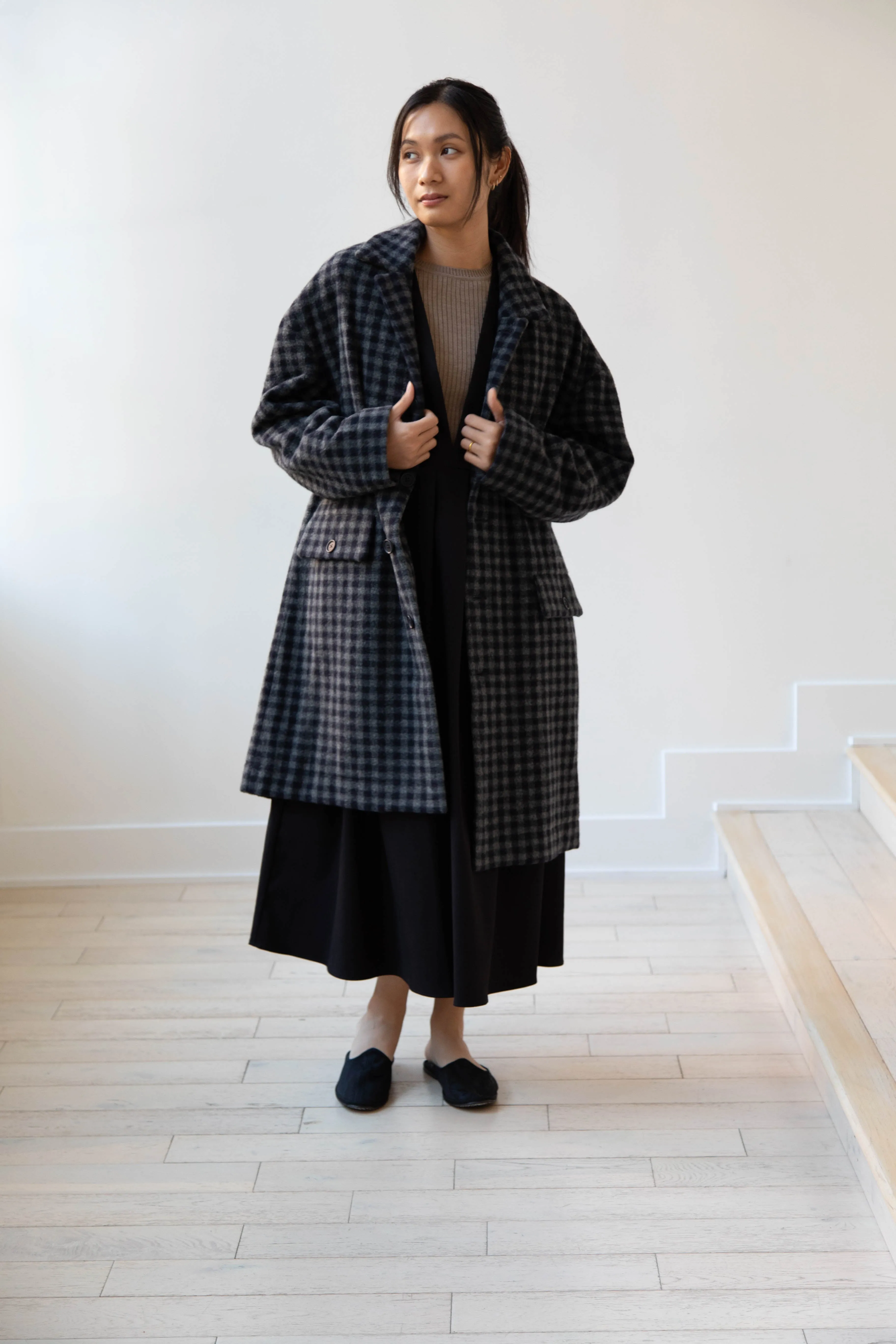 Evan Kinori | Big Coat in Brushed Cashmere Wool Check