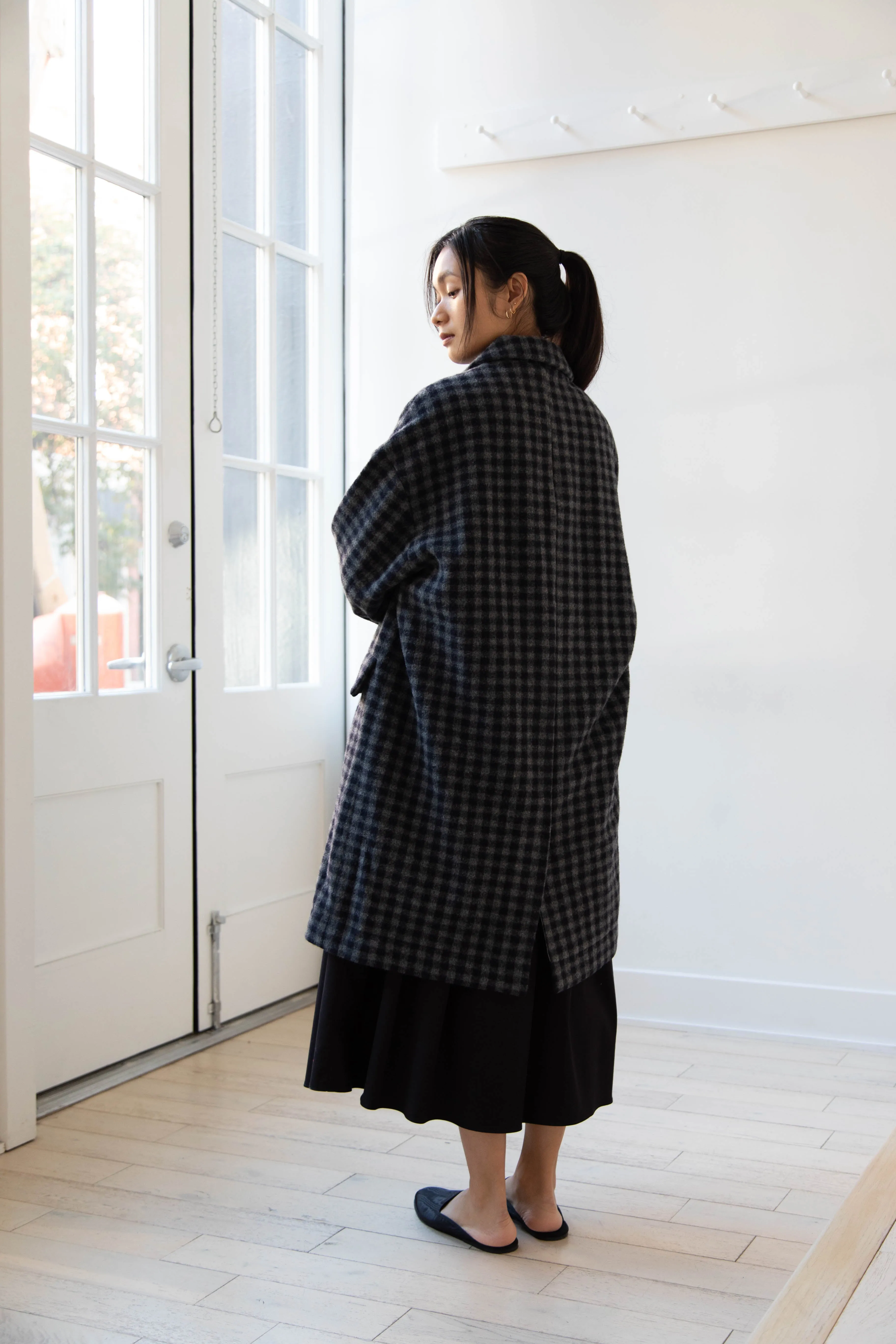 Evan Kinori | Big Coat in Brushed Cashmere Wool Check