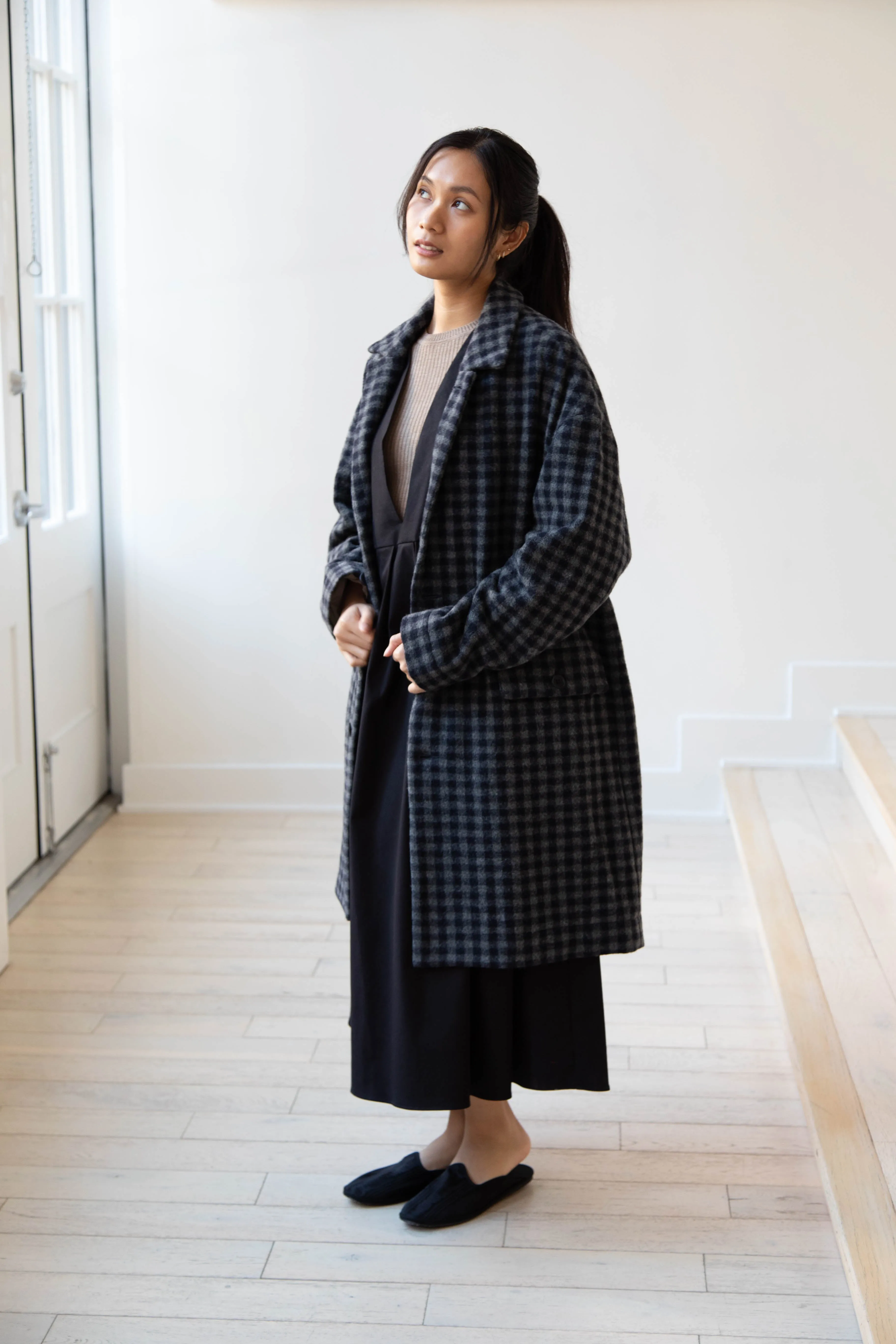 Evan Kinori | Big Coat in Brushed Cashmere Wool Check