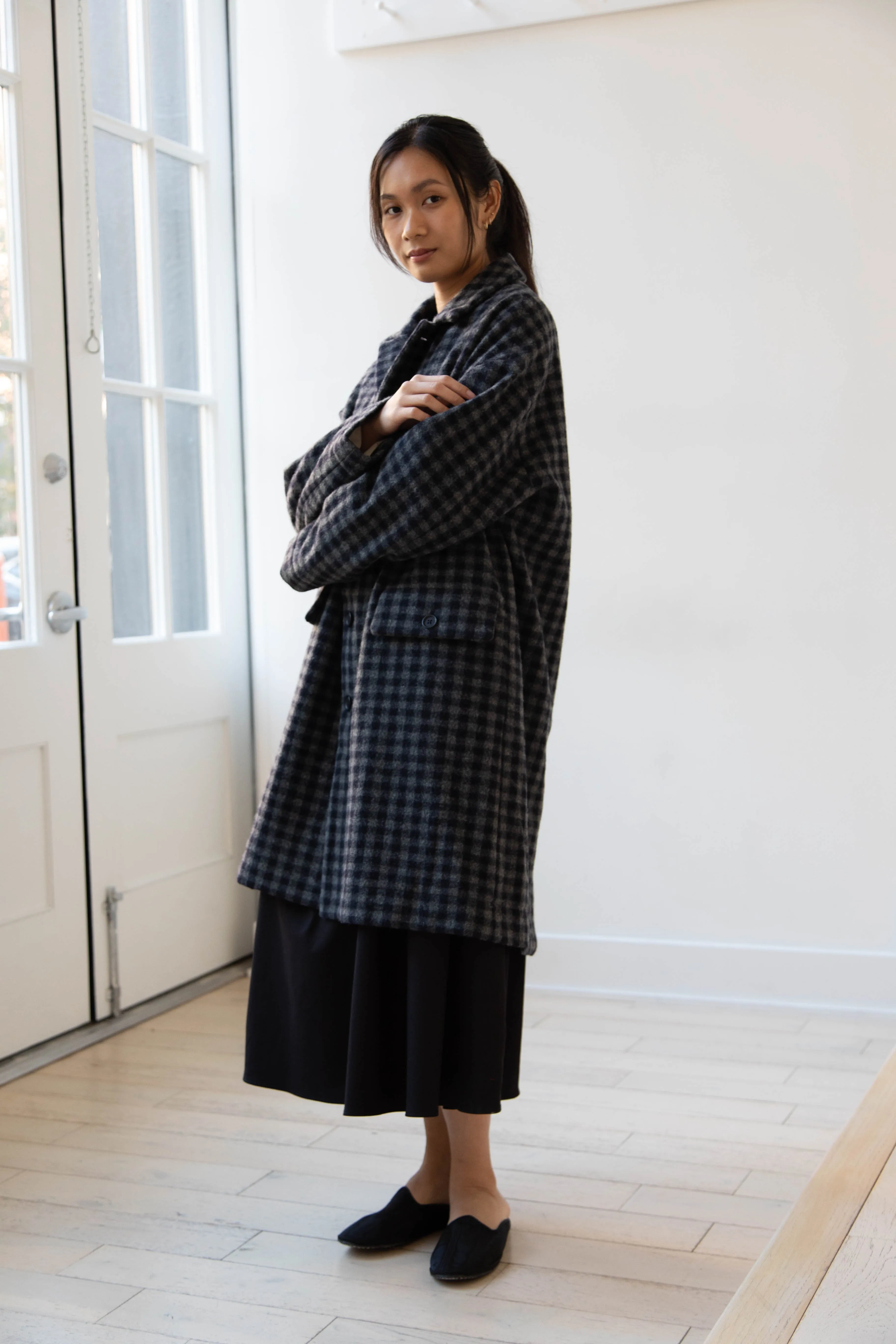 Evan Kinori | Big Coat in Brushed Cashmere Wool Check