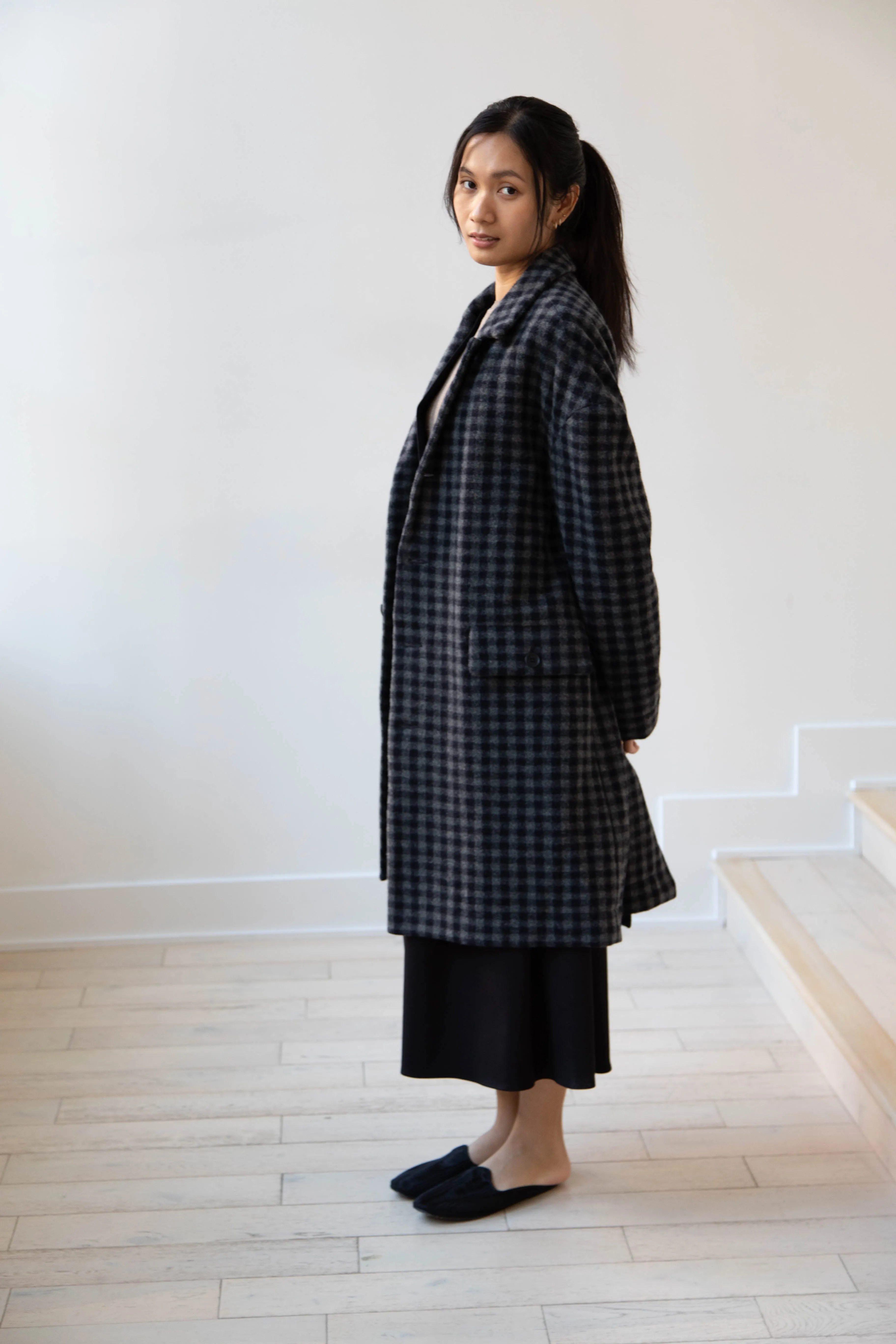 Evan Kinori | Big Coat in Brushed Cashmere Wool Check