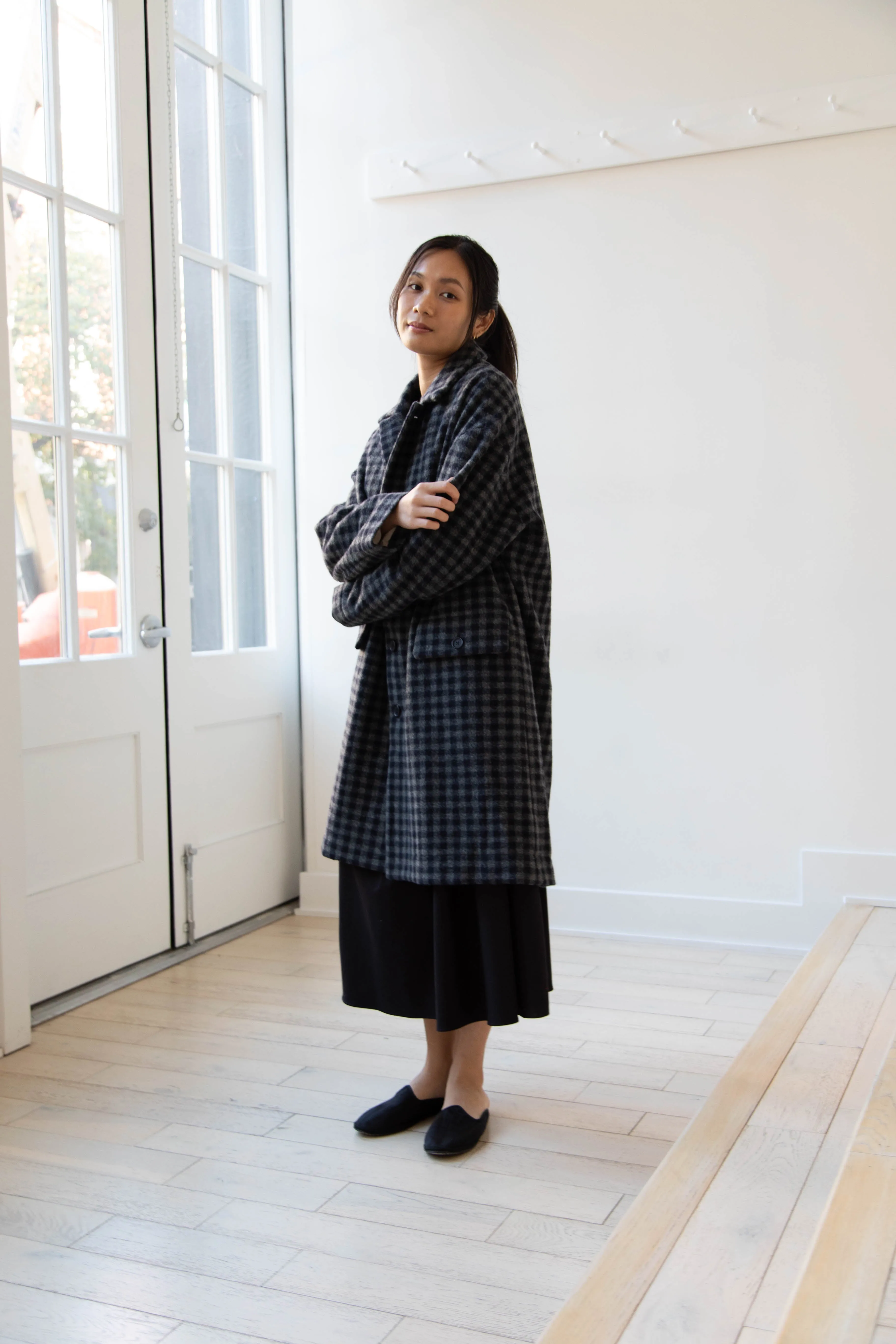 Evan Kinori | Big Coat in Brushed Cashmere Wool Check