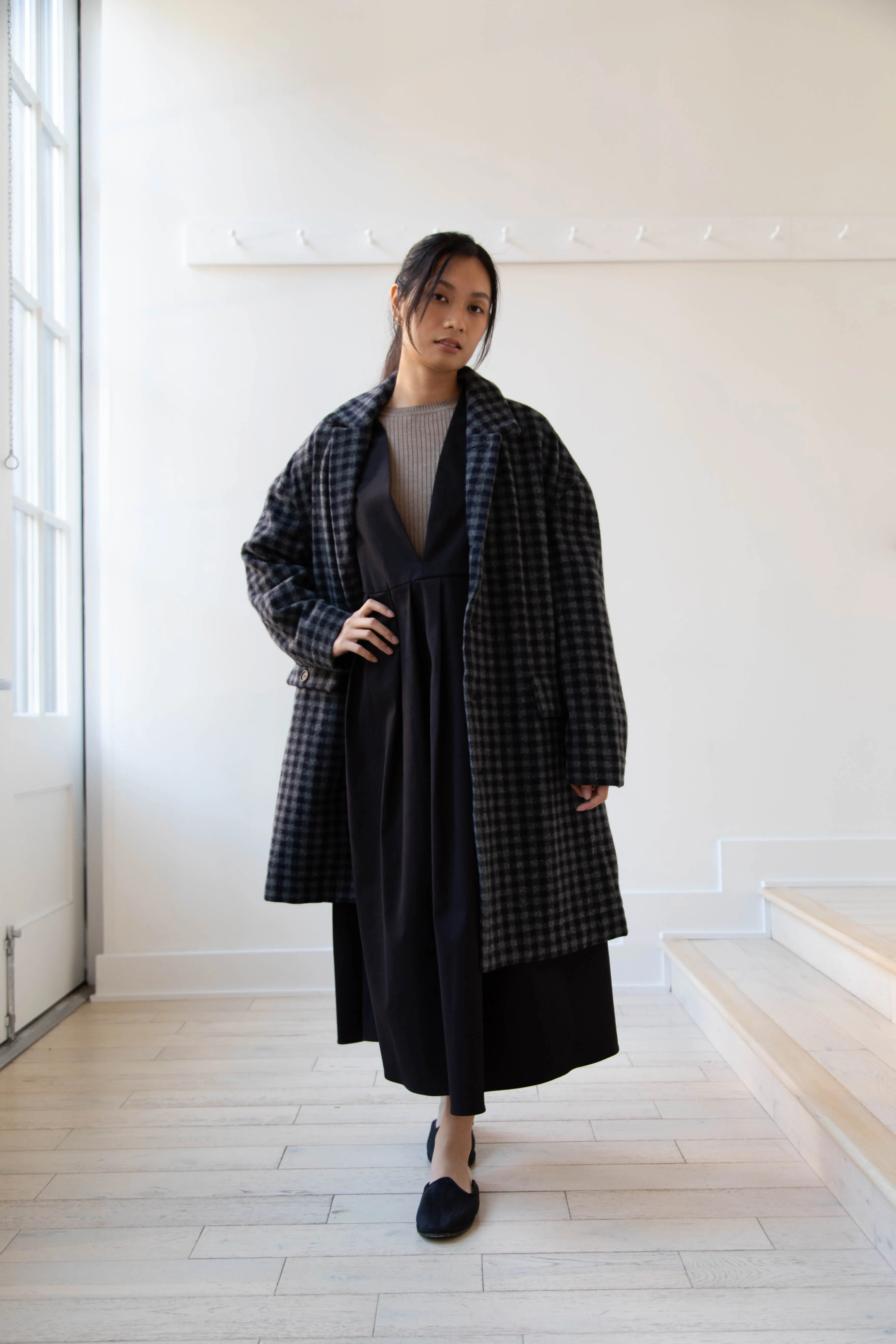 Evan Kinori | Big Coat in Brushed Cashmere Wool Check