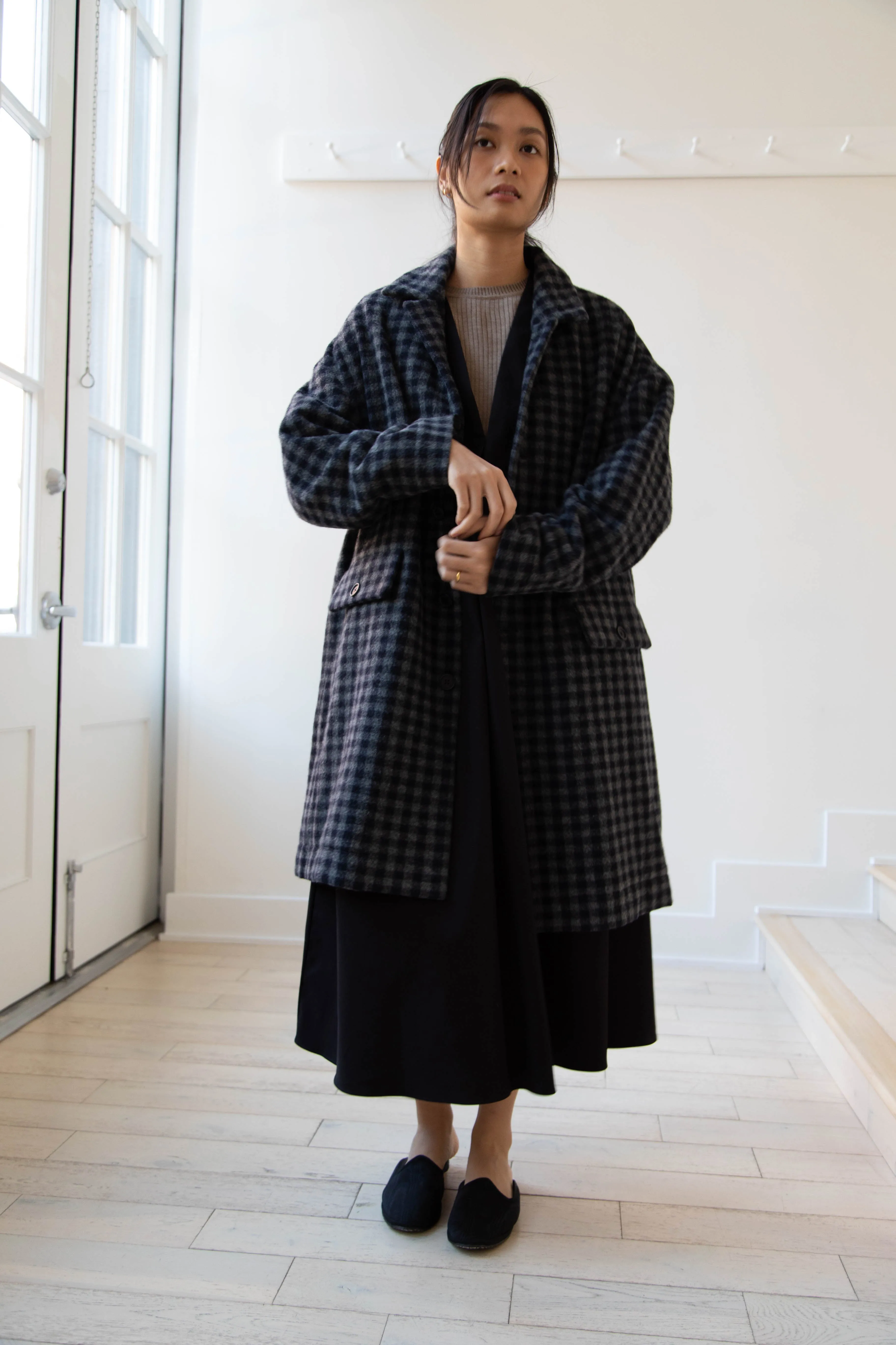 Evan Kinori | Big Coat in Brushed Cashmere Wool Check