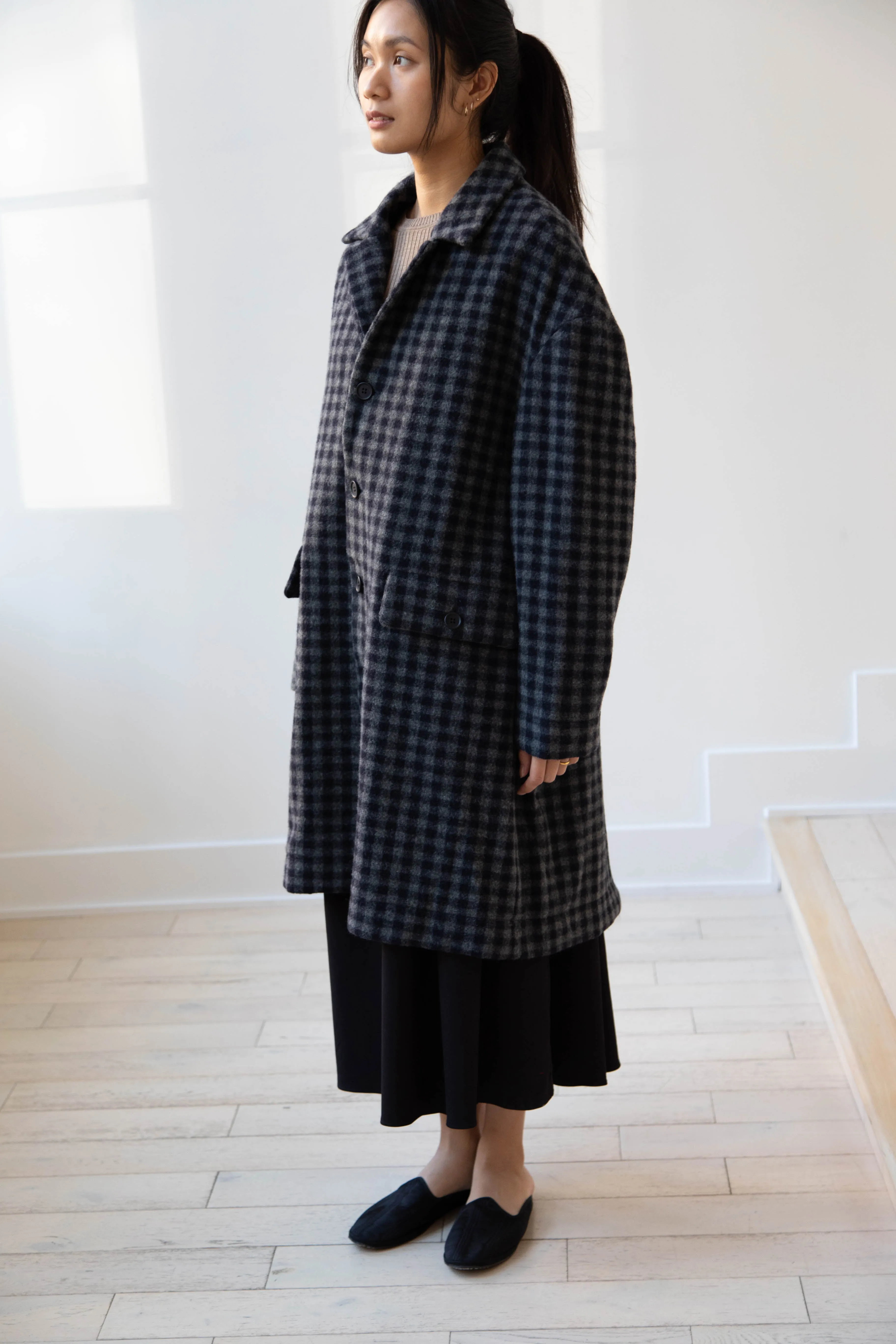 Evan Kinori | Big Coat in Brushed Cashmere Wool Check