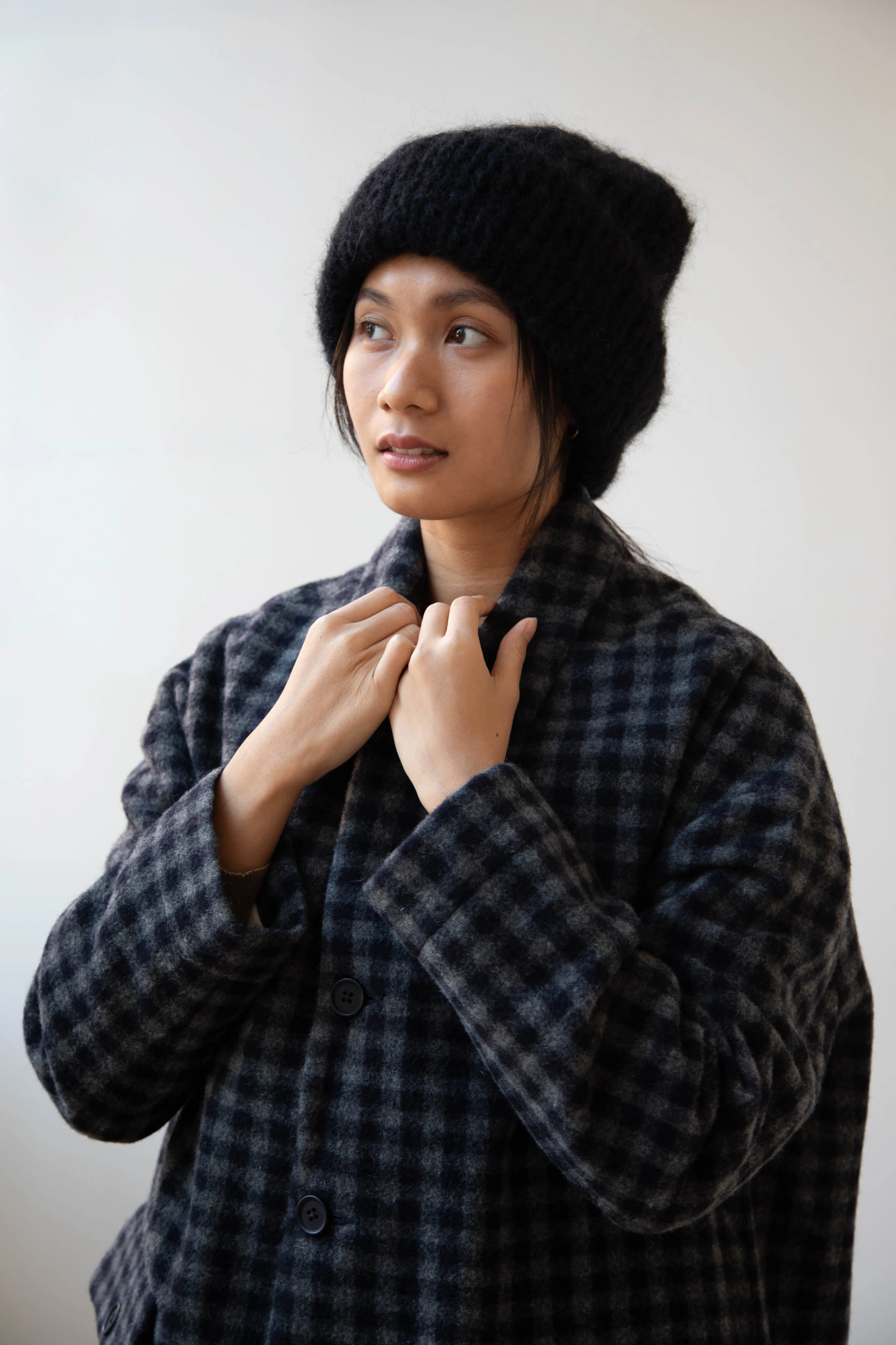 Evan Kinori | Big Coat in Brushed Cashmere Wool Check