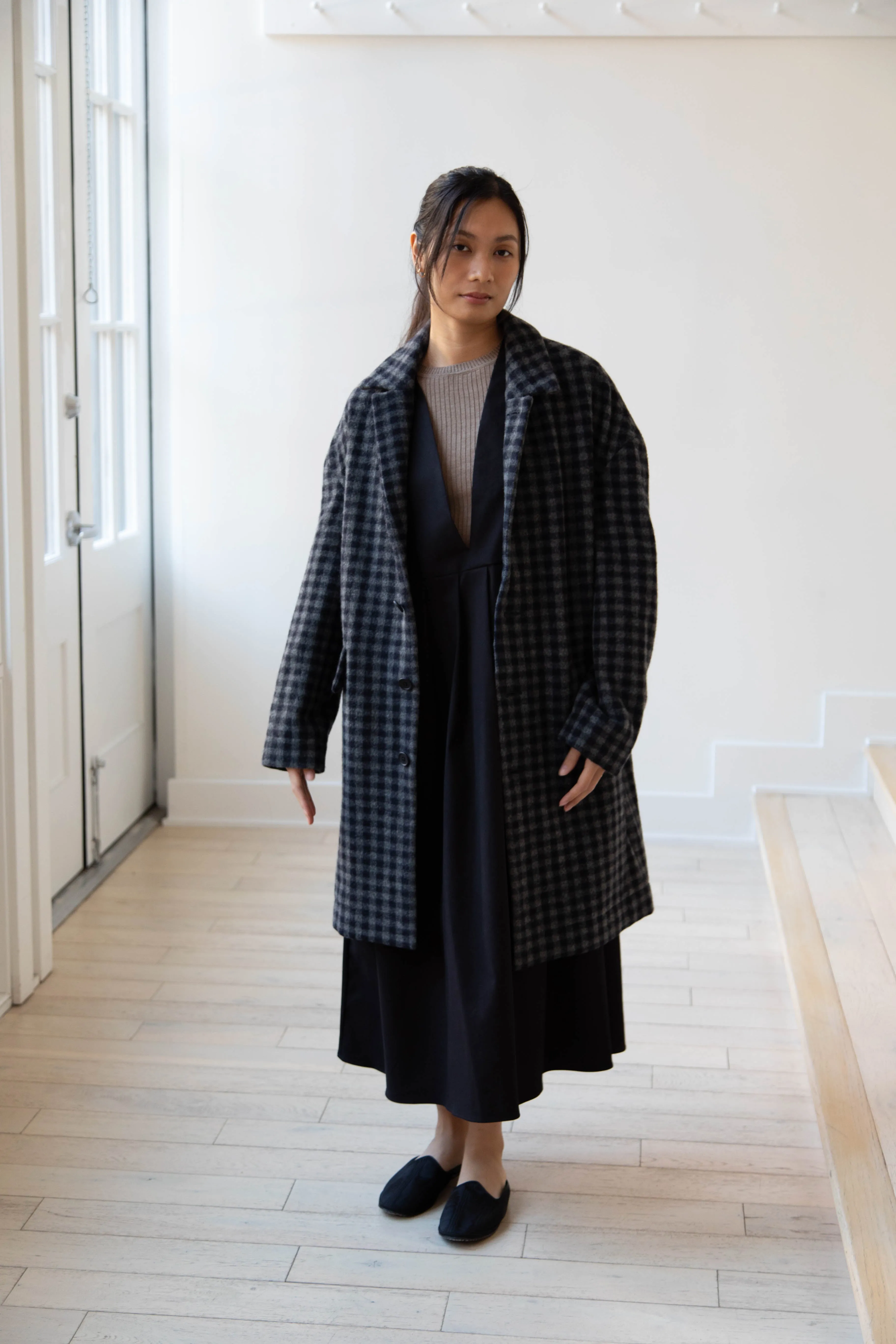 Evan Kinori | Big Coat in Brushed Cashmere Wool Check