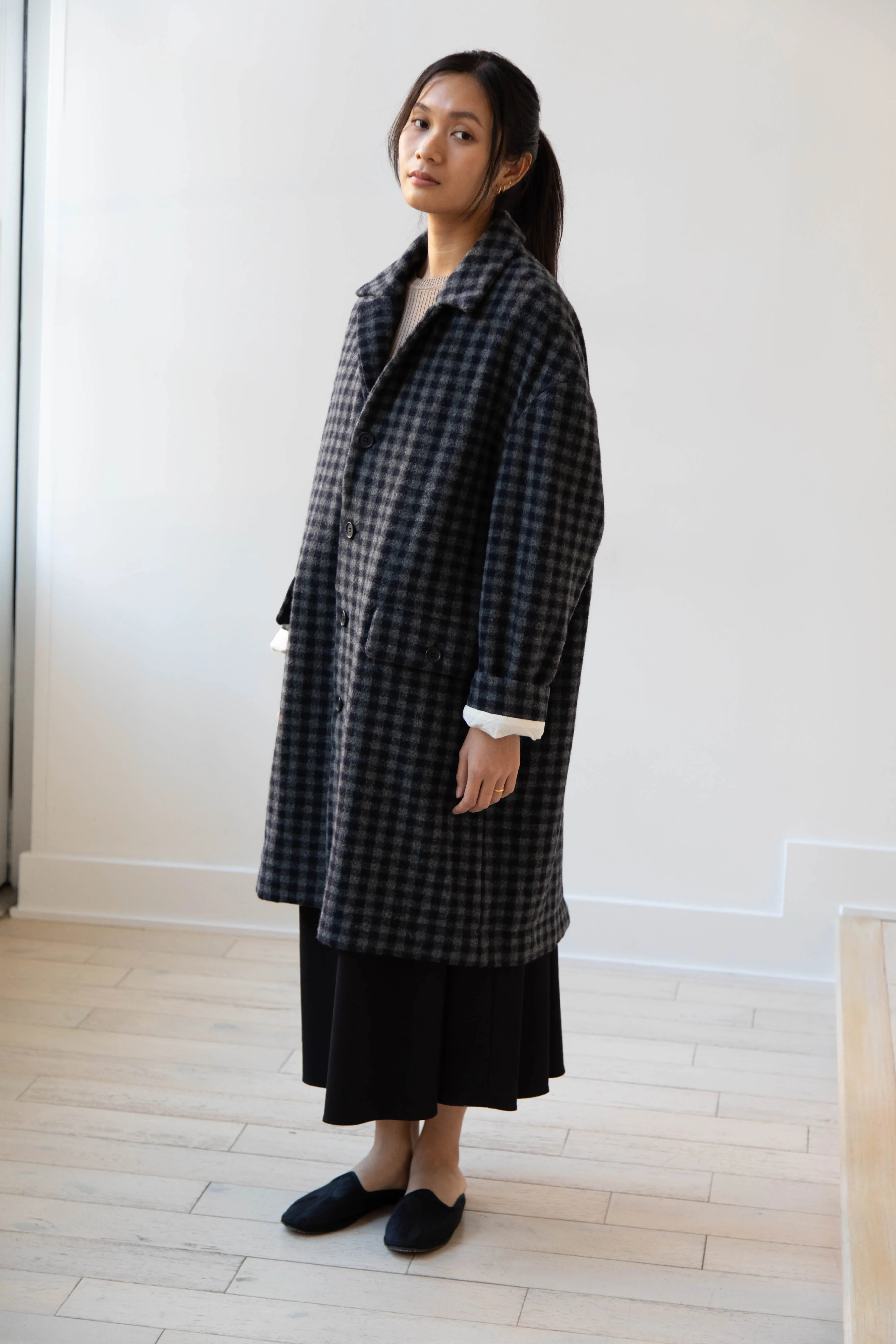 Evan Kinori | Big Coat in Brushed Cashmere Wool Check