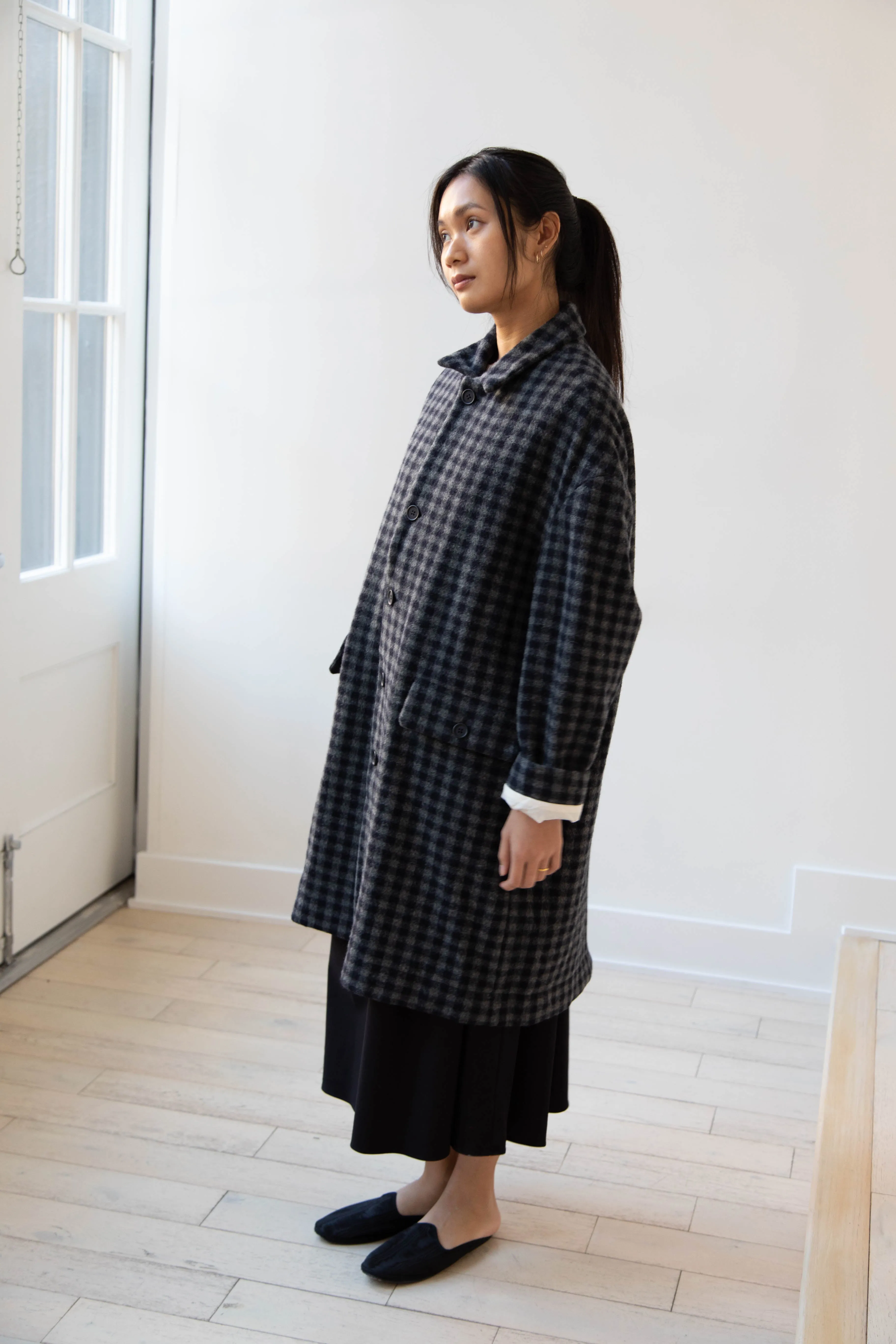 Evan Kinori | Big Coat in Brushed Cashmere Wool Check