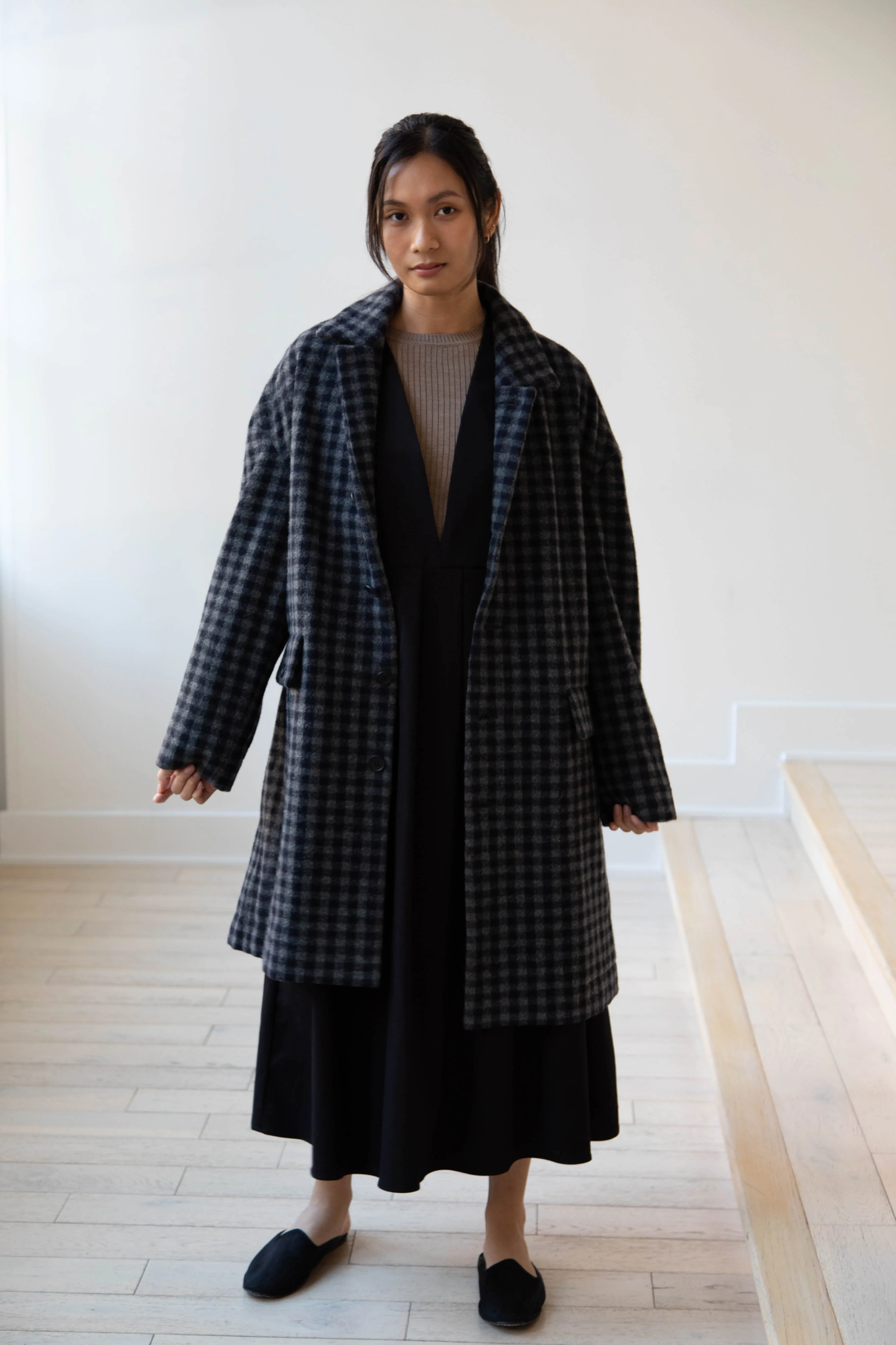 Evan Kinori | Big Coat in Brushed Cashmere Wool Check