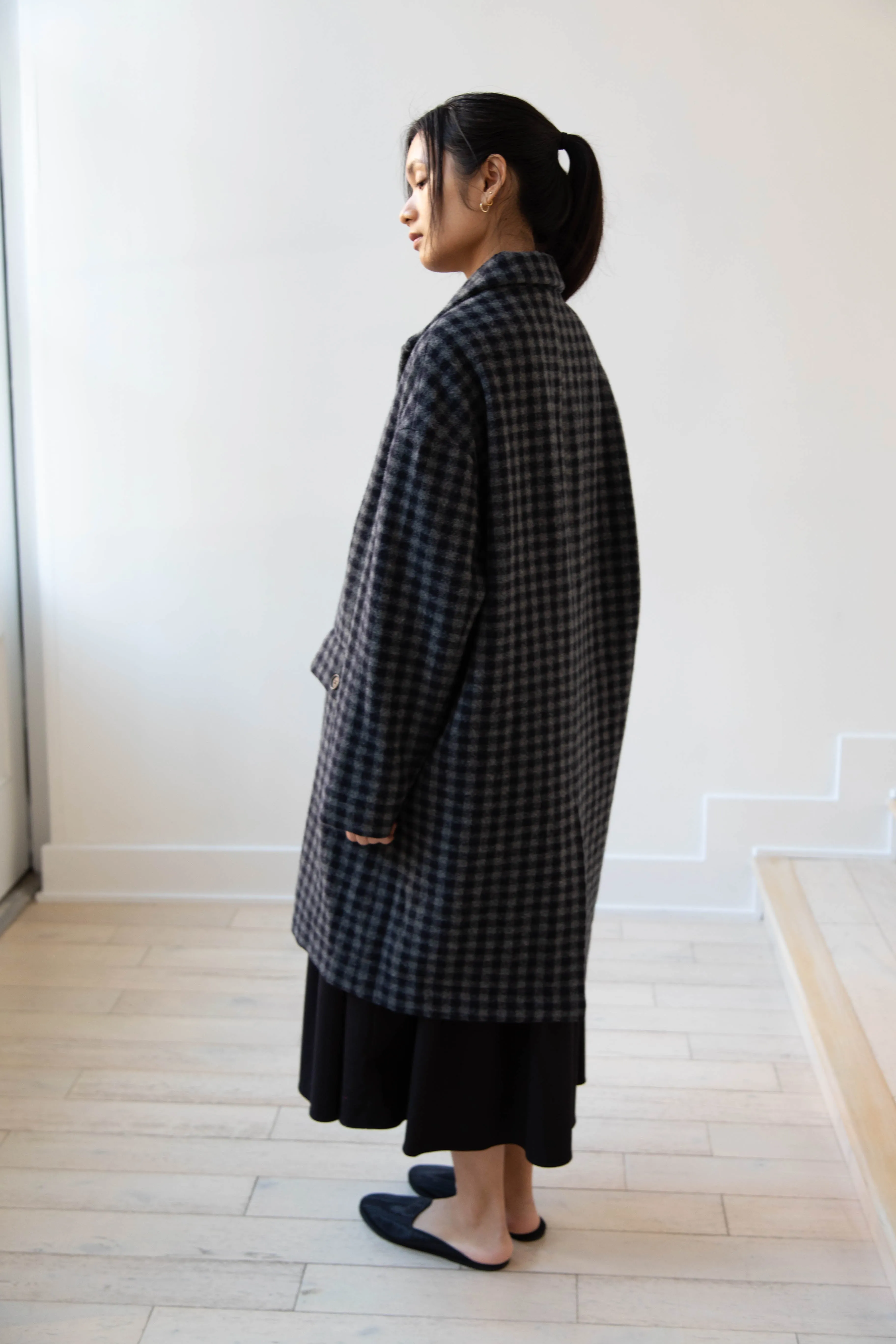 Evan Kinori | Big Coat in Brushed Cashmere Wool Check