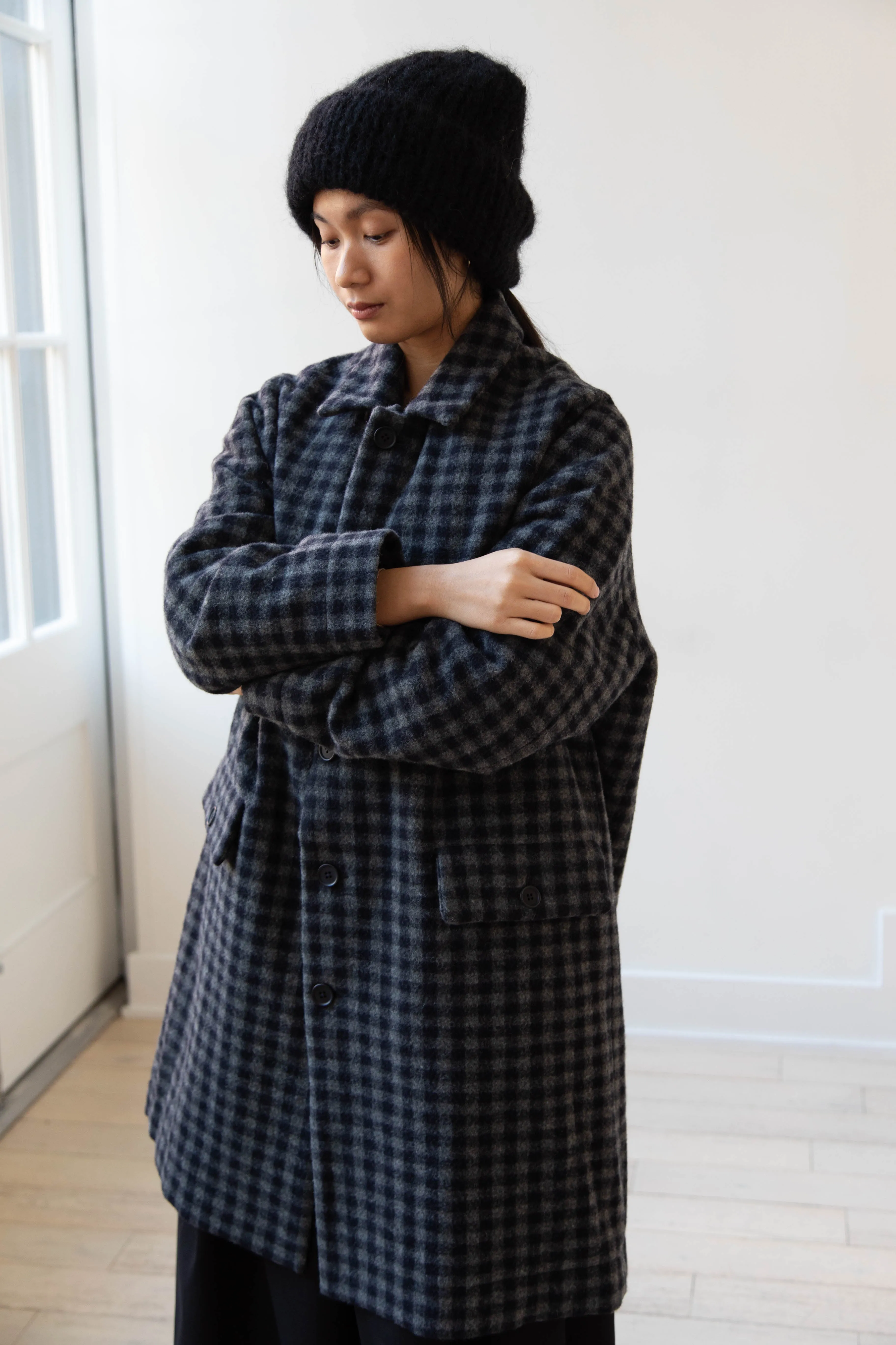 Evan Kinori | Big Coat in Brushed Cashmere Wool Check