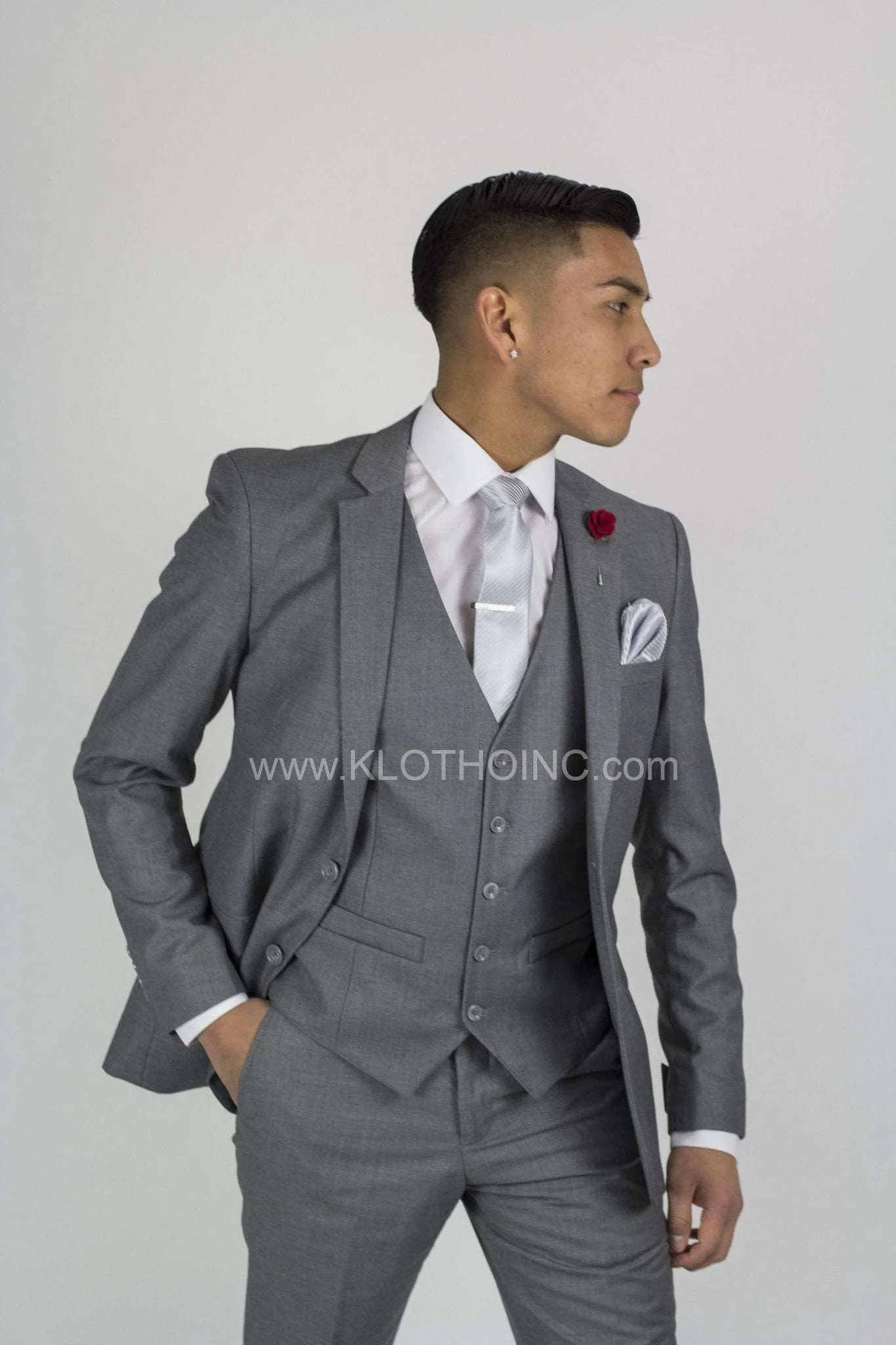 Fabio Fabrinni 2 Button 3 Piece Slim Fit Suit FF2S V-4030 Light Grey