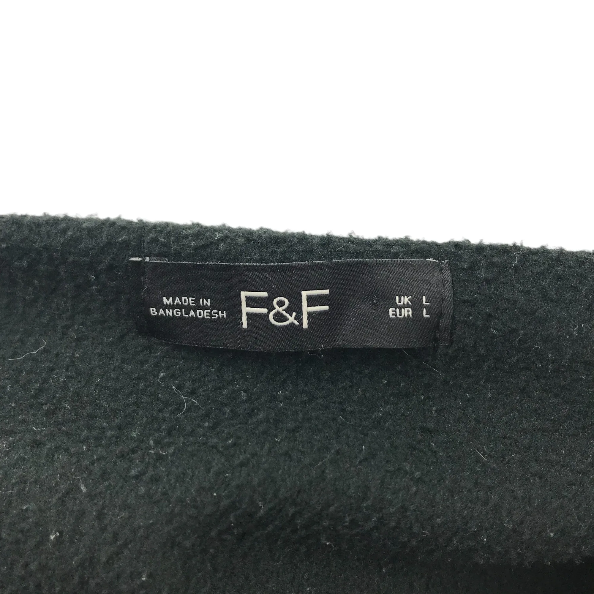 F&F fleece men size L black plain quarter zipper