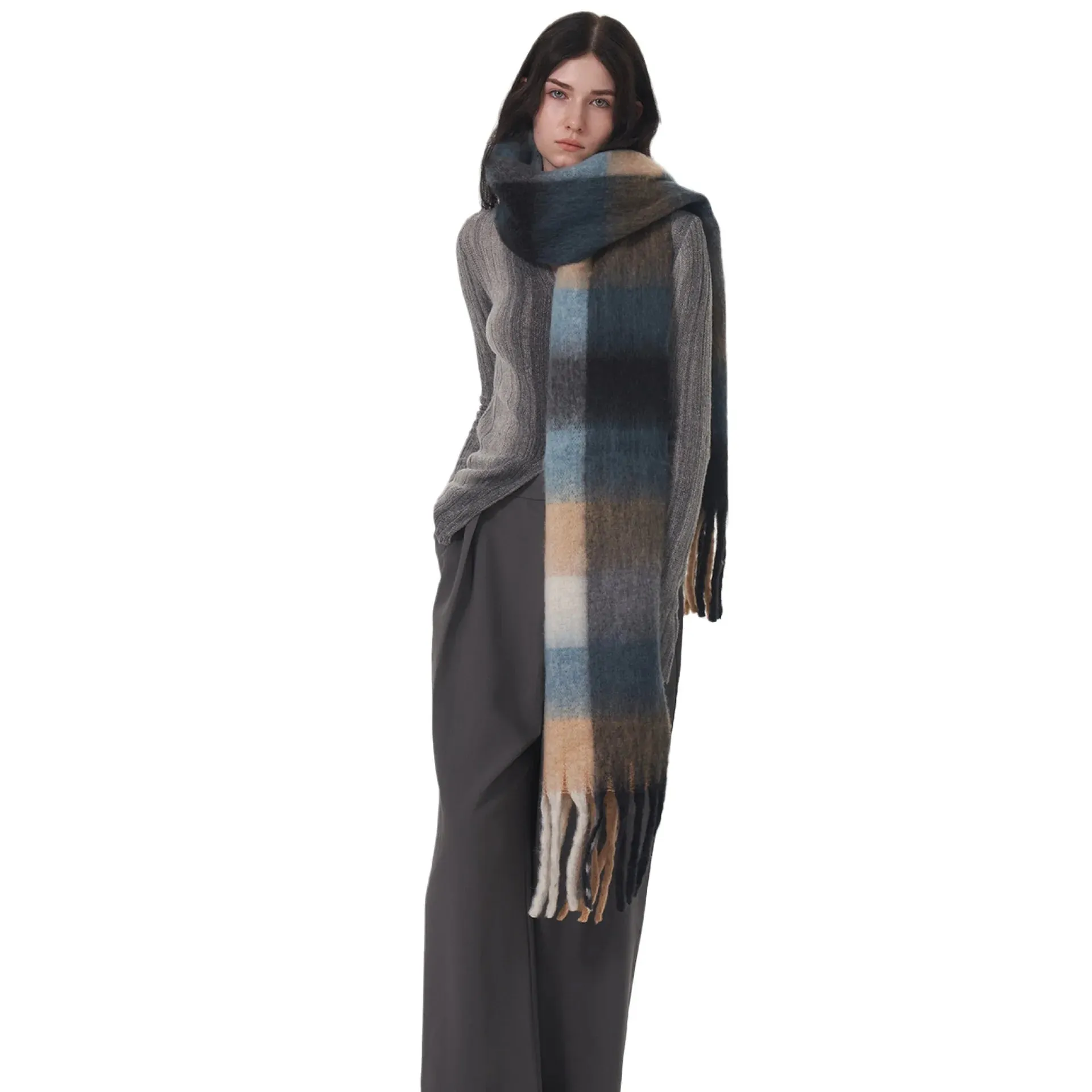 Fashion Cashmere Women Winter Simple Commuting Thickened Warm Scarf