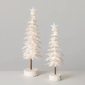 Flocked Led Tabletop Tree Set