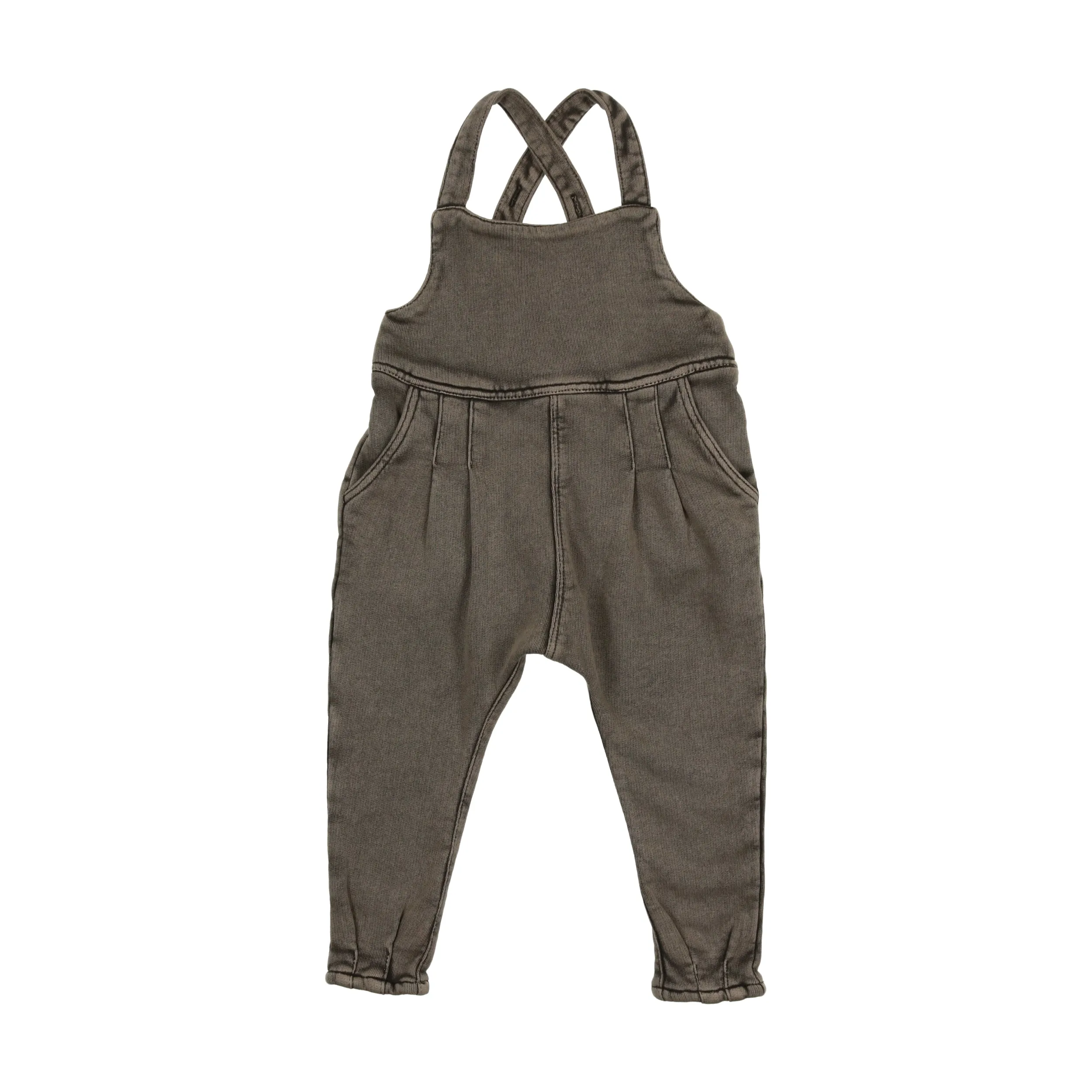 French terry baby overall set - Taupe denim