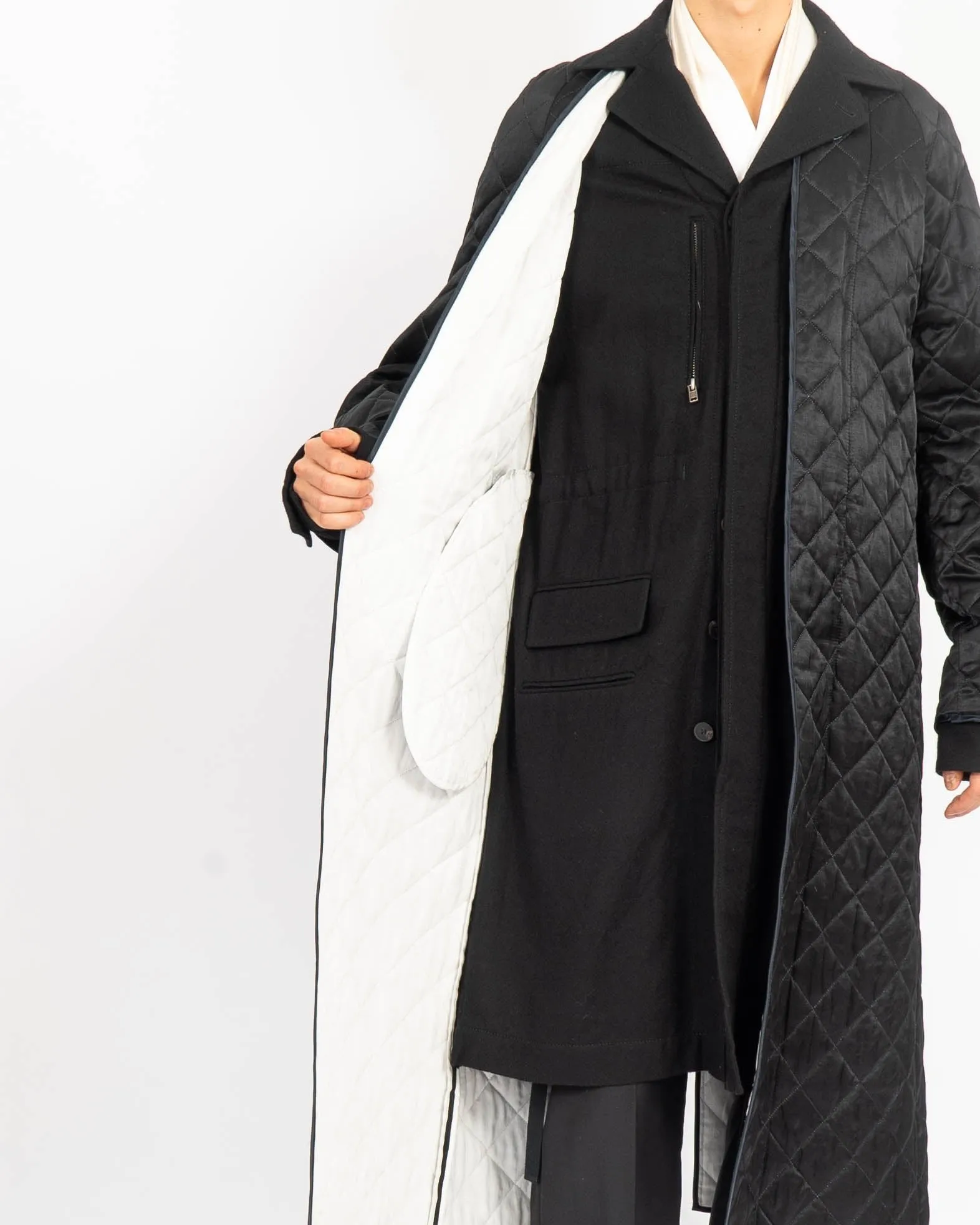 FW16 Double Layer Quilted Coat Black