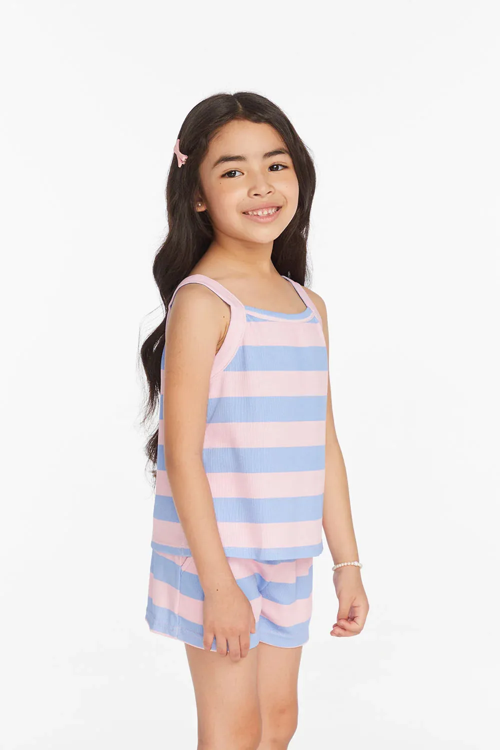 Girls Striped Bubblegum Tank Top