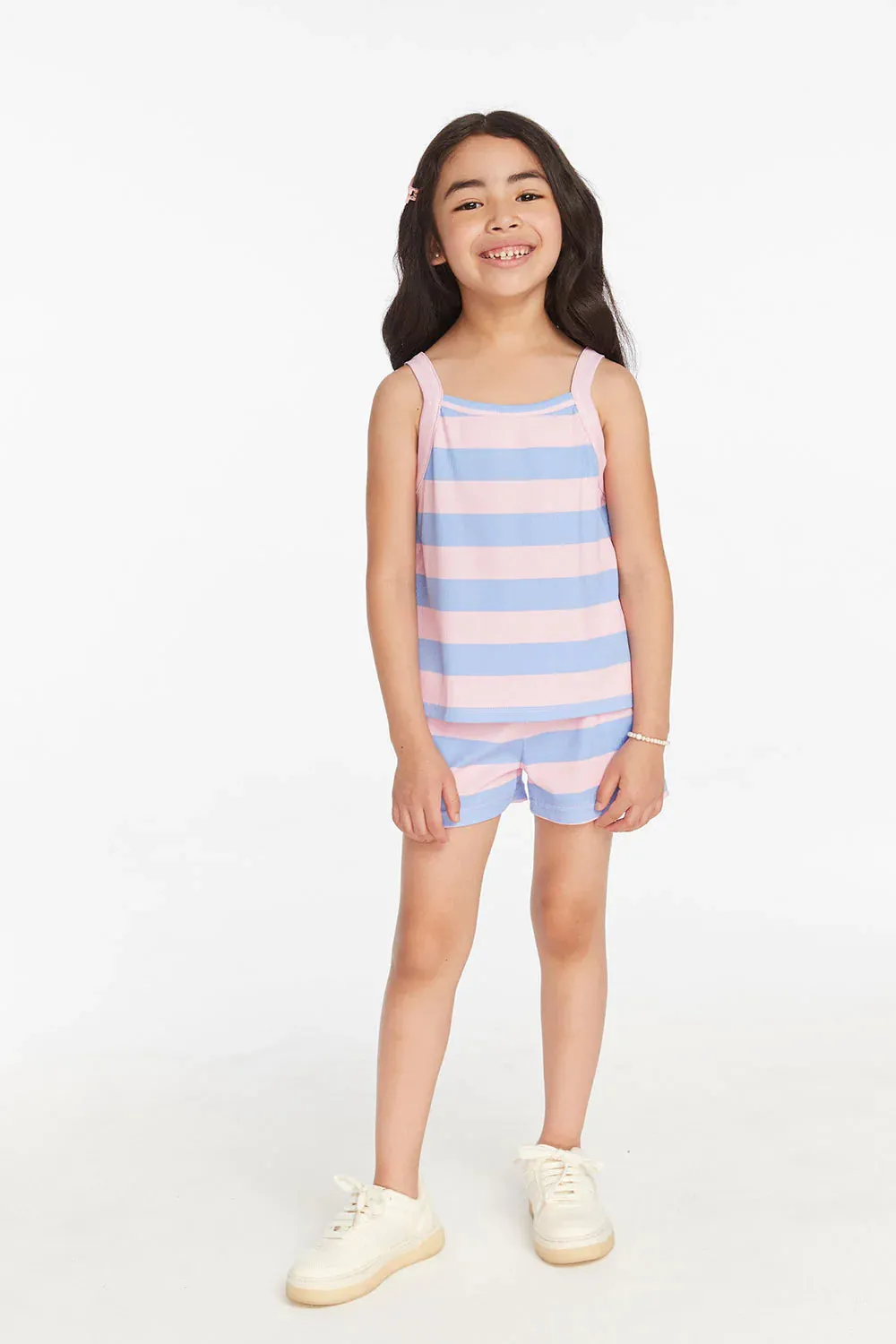 Girls Striped Bubblegum Tank Top