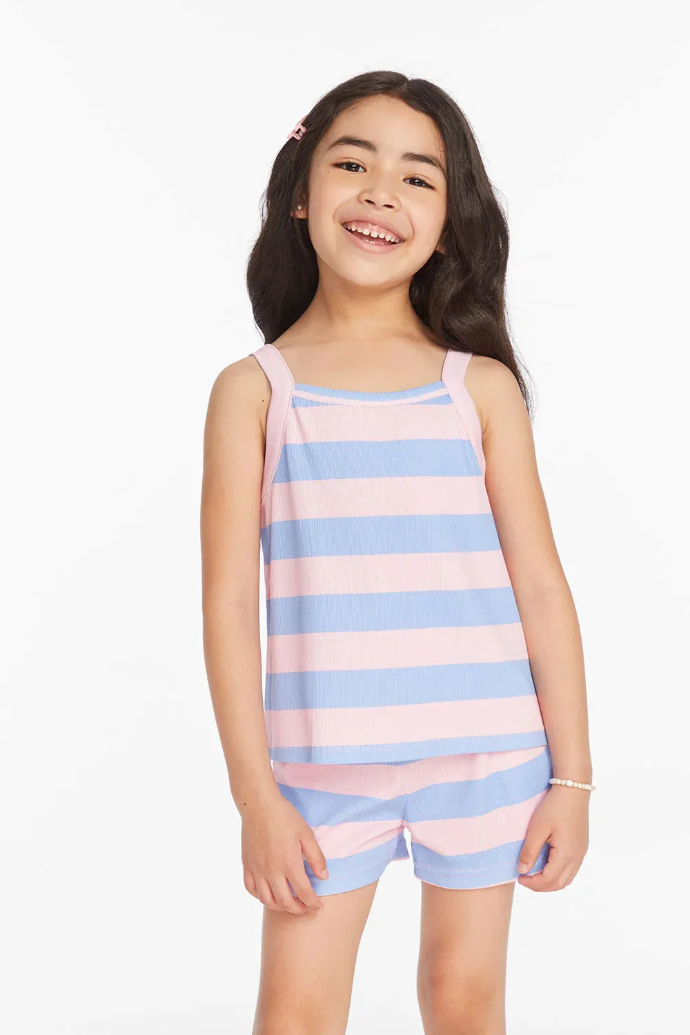 Girls Striped Bubblegum Tank Top