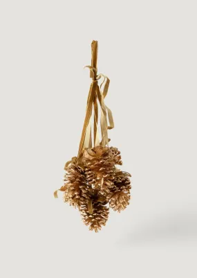 Gold Pine Cone Hanging Holiday Decoration - 21"