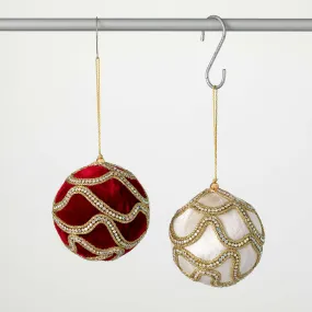 Gold Red White Ball Ornaments