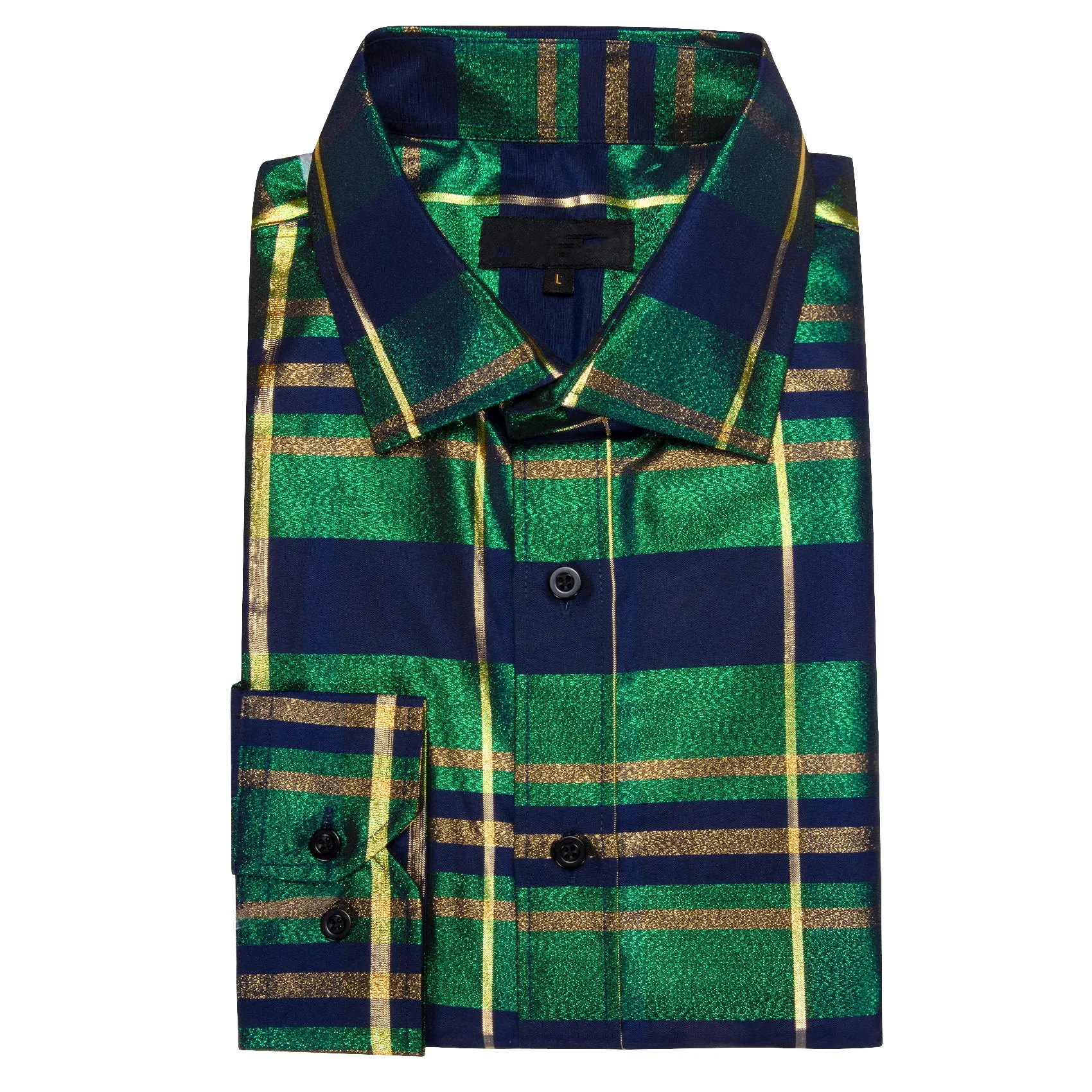 Green England Plaid Men's Long Sleeve Shirt