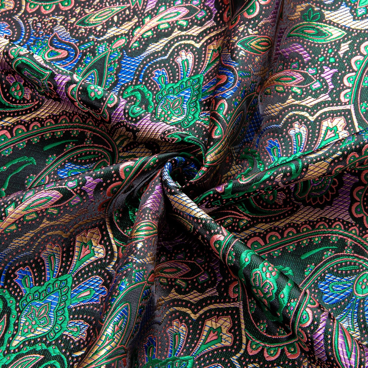 Green Gradient Paisley Silk Men's Short Sleeve Shirt