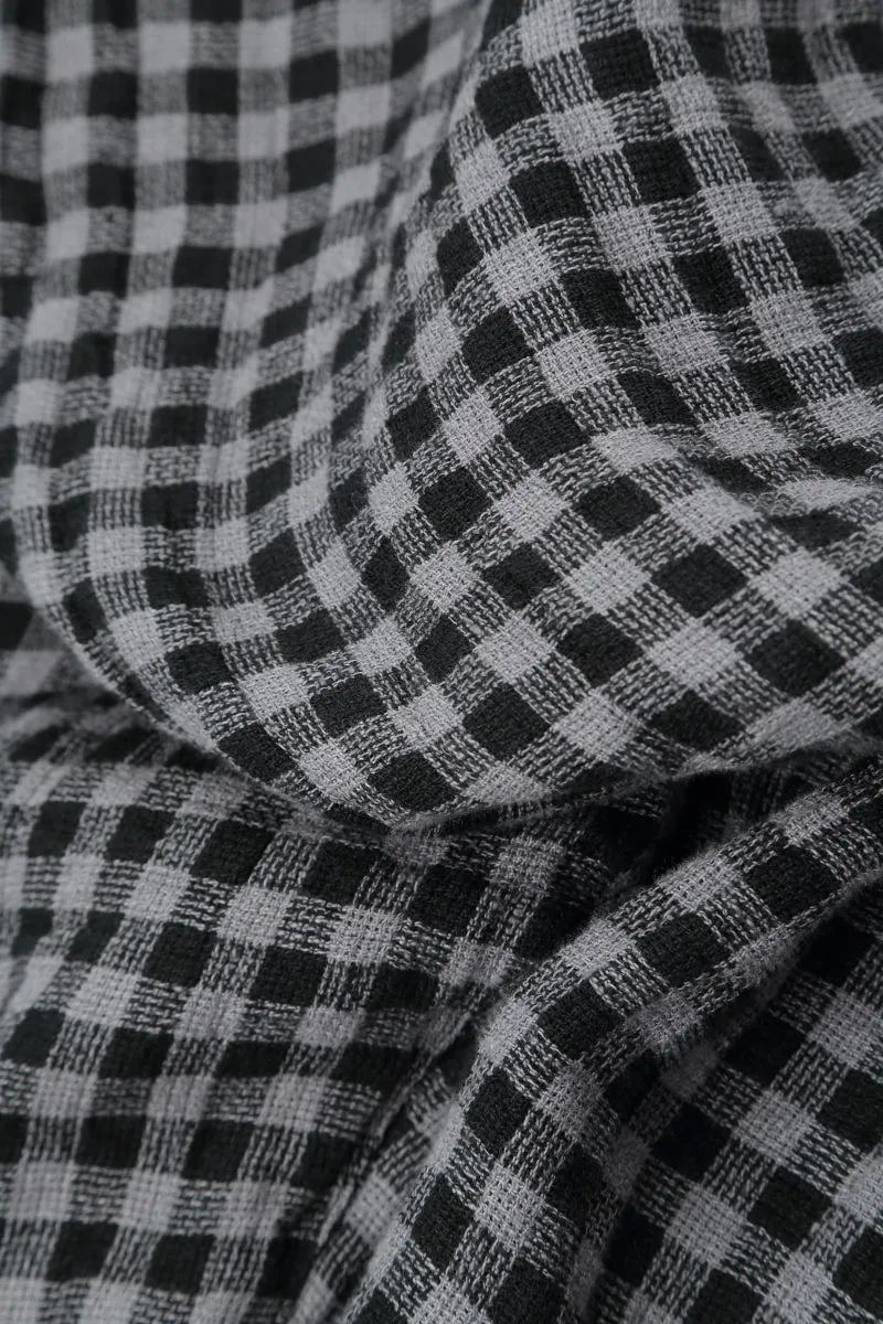 Grey Check Linen Pencil Trousers