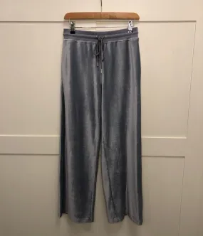 Grey Velour Wide Leg Joggers