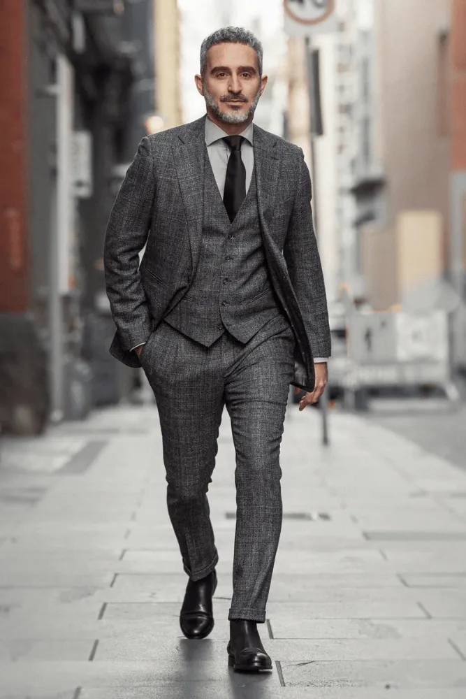 Greyson Suit - Black White Tweed